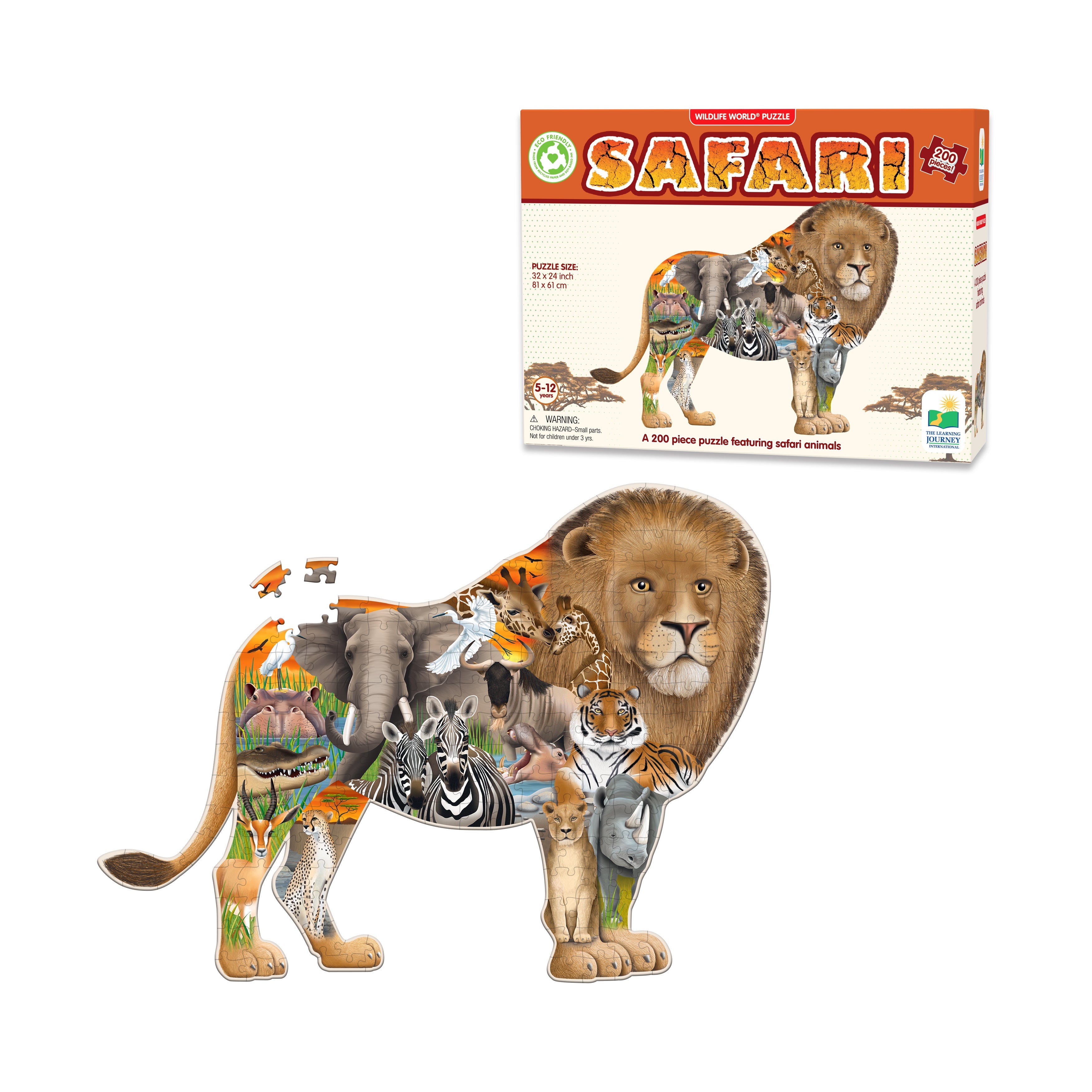  The Learning Journey Wildlife World Puzzle - Safari: 200 Pcs - Multi-color - Bonton