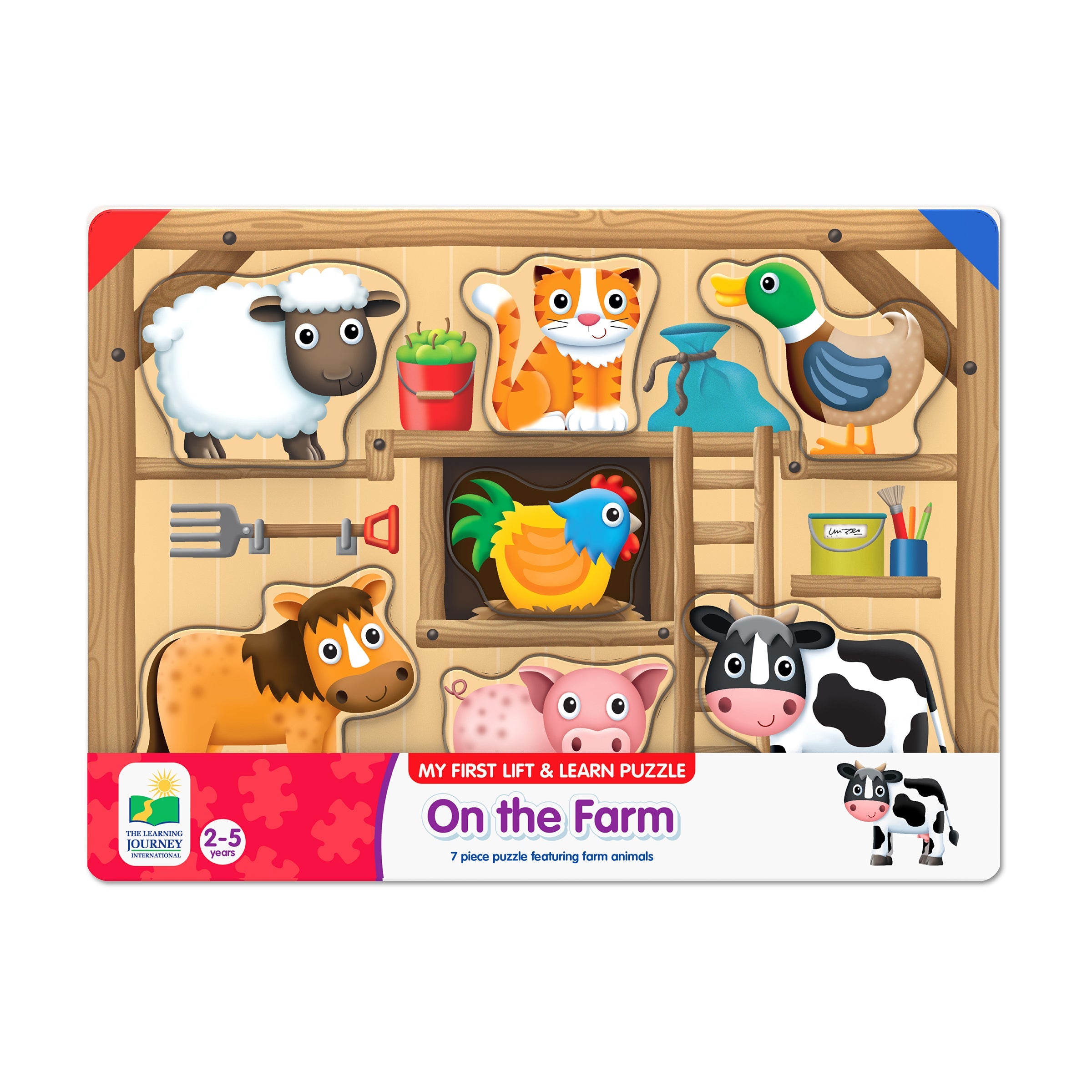  The Learning Journey My First Lift & Learn Puzzle - On the Farm: 7 Pcs - Multi-color - Bonton