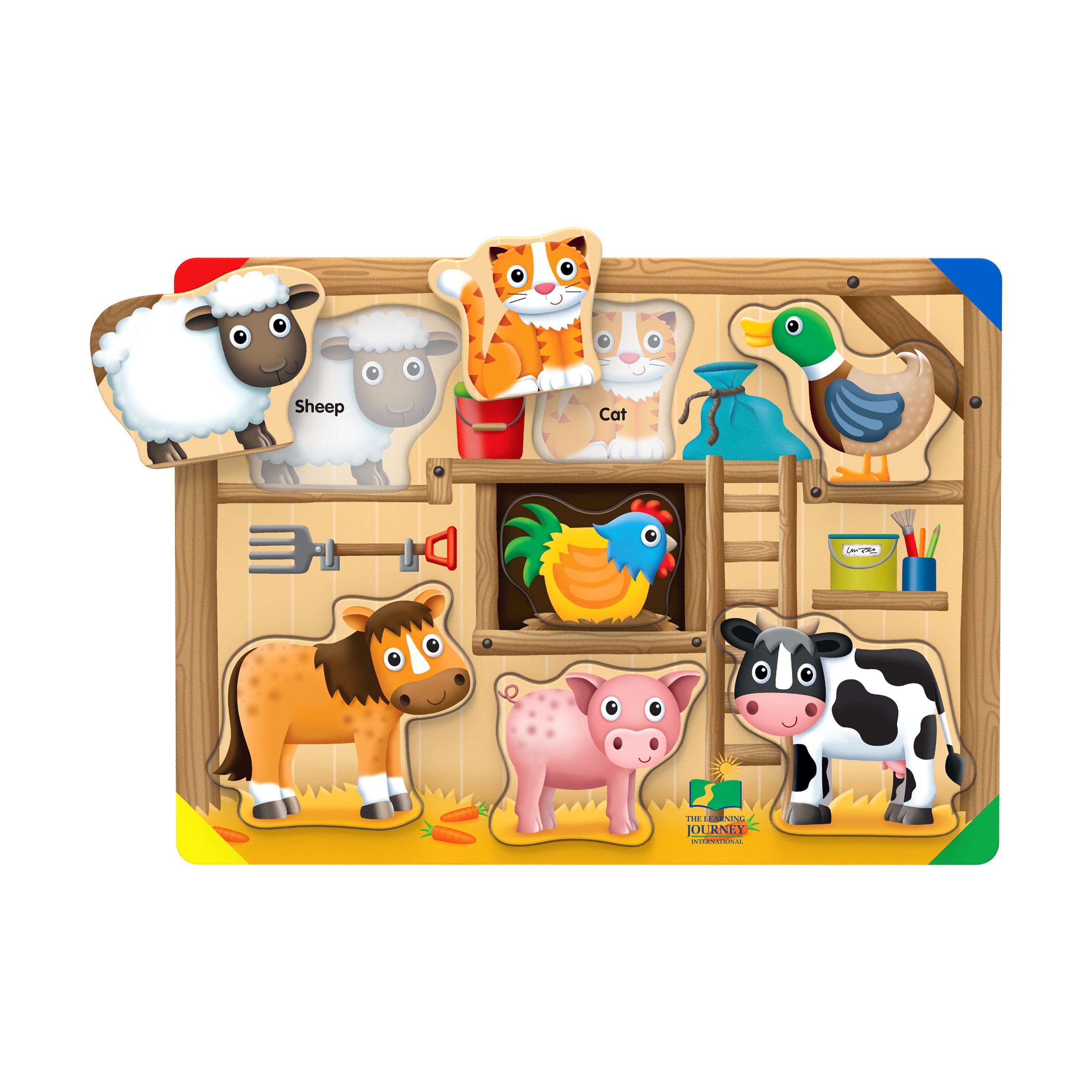  The Learning Journey My First Lift & Learn Puzzle - On the Farm: 7 Pcs - Multi-color - Bonton