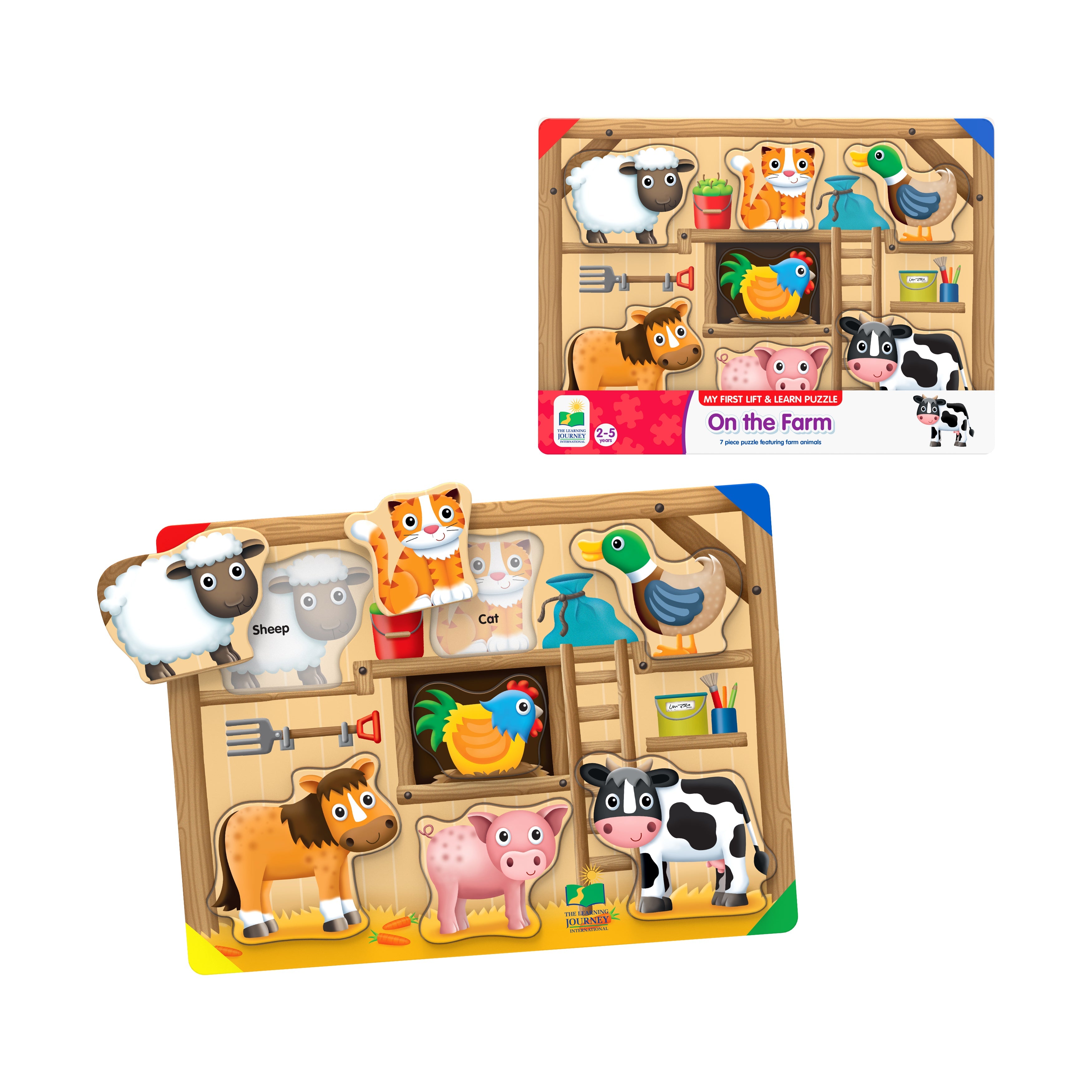  The Learning Journey My First Lift & Learn Puzzle - On the Farm: 7 Pcs - Multi-color - Bonton