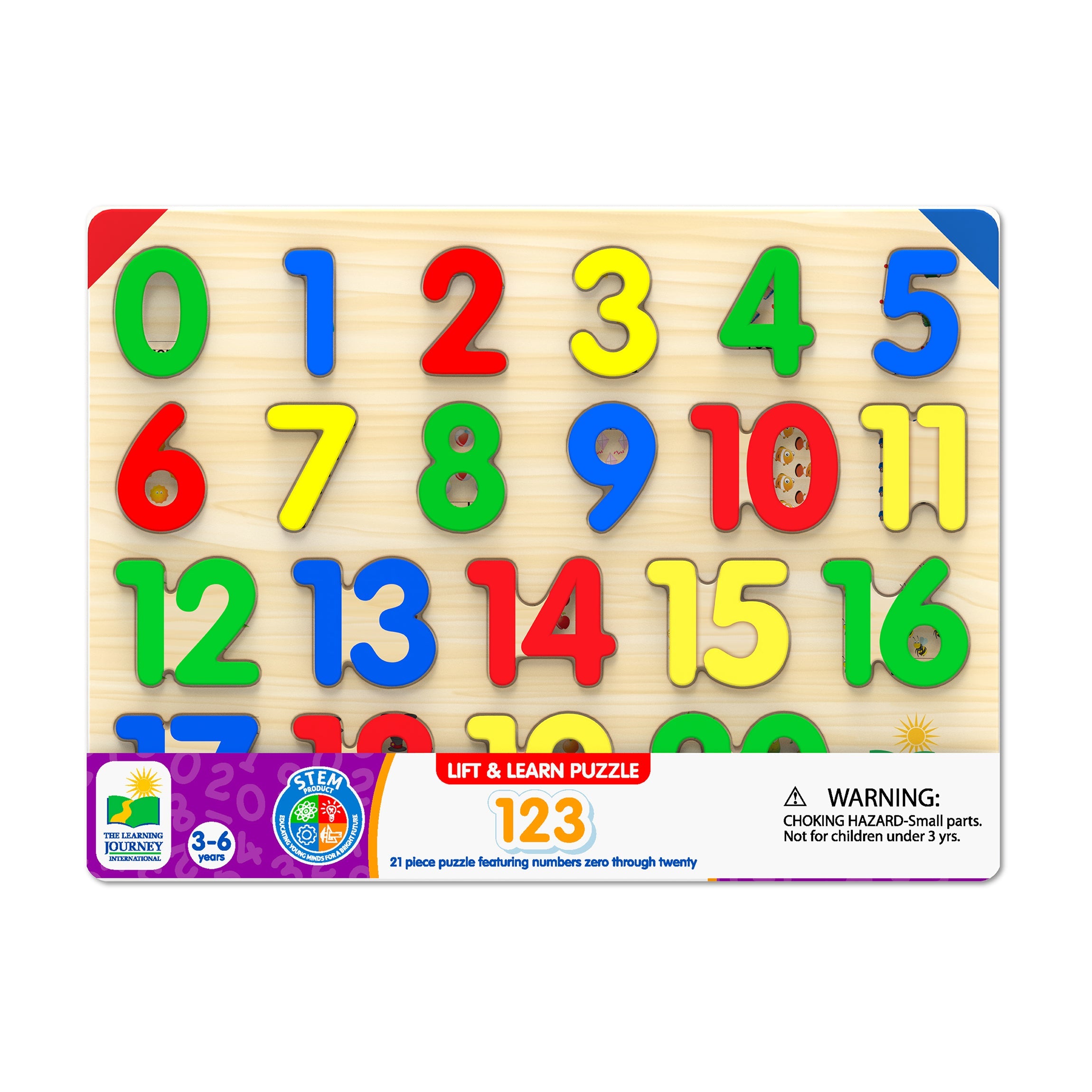  The Learning Journey Lift & Learn Puzzle - 123: 21 Pcs - Multi-color - Bonton