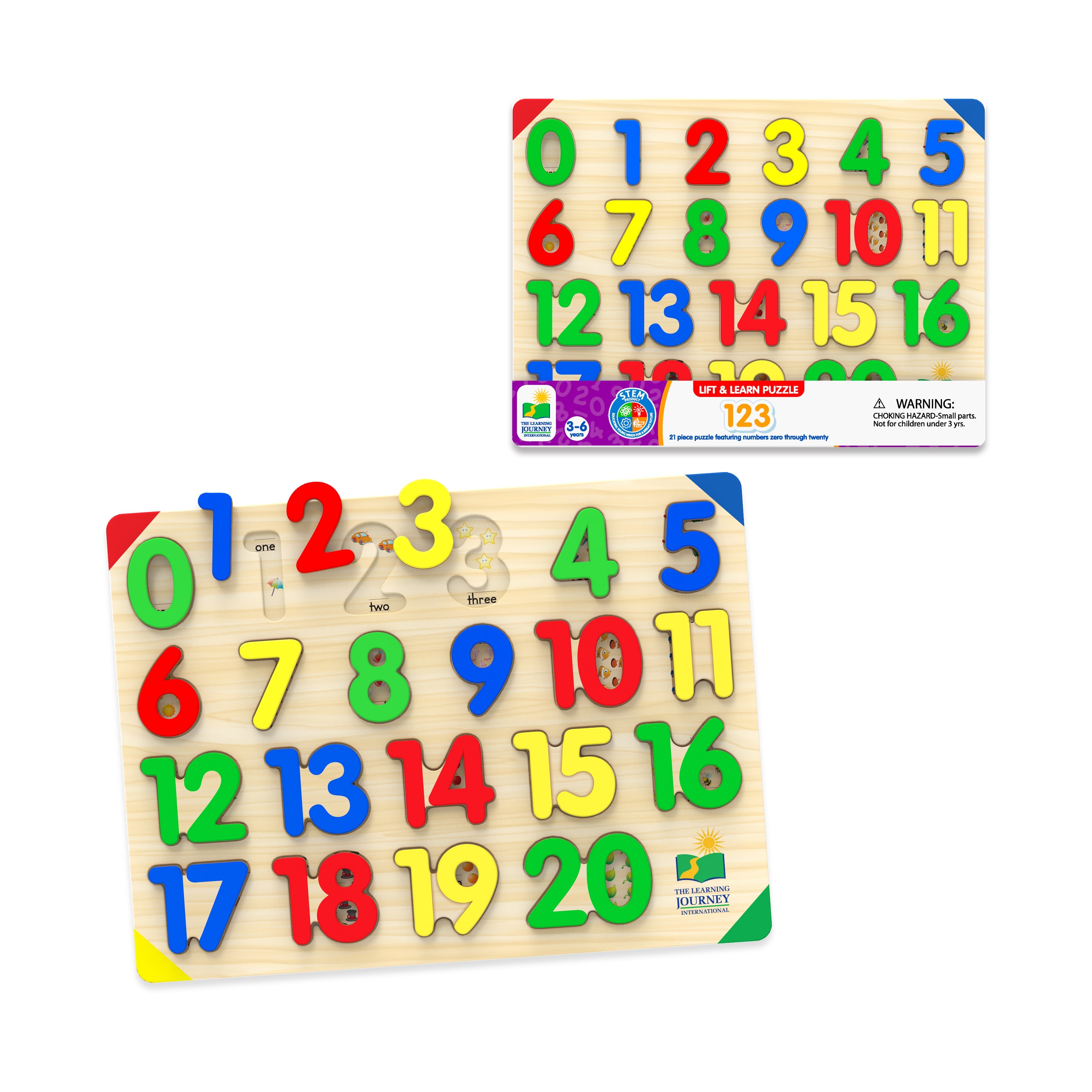  The Learning Journey Lift & Learn Puzzle - 123: 21 Pcs - Multi-color - Bonton