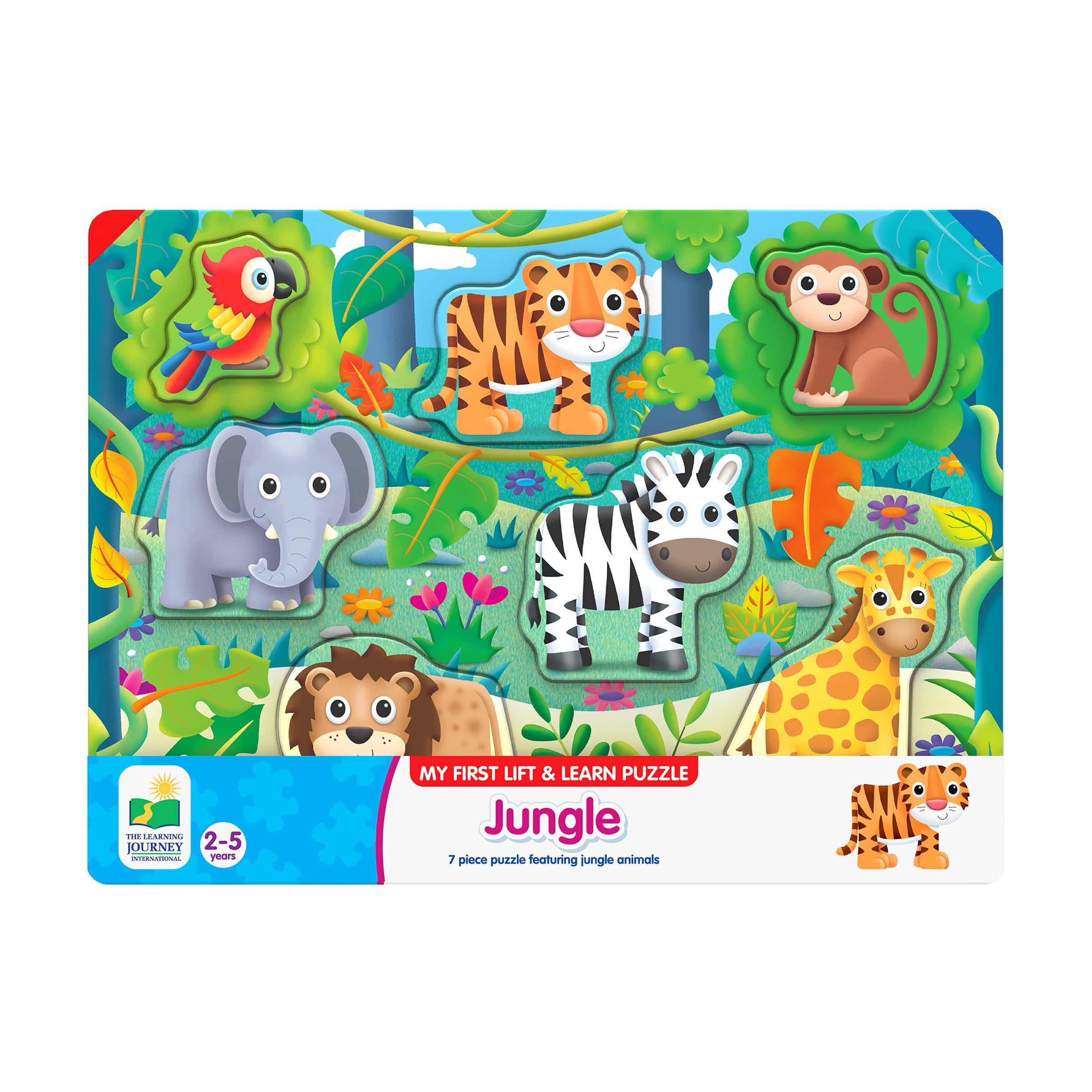  The Learning Journey My First Lift & Learn Puzzle - Jungle: 7 Pcs - Multi-color - Bonton