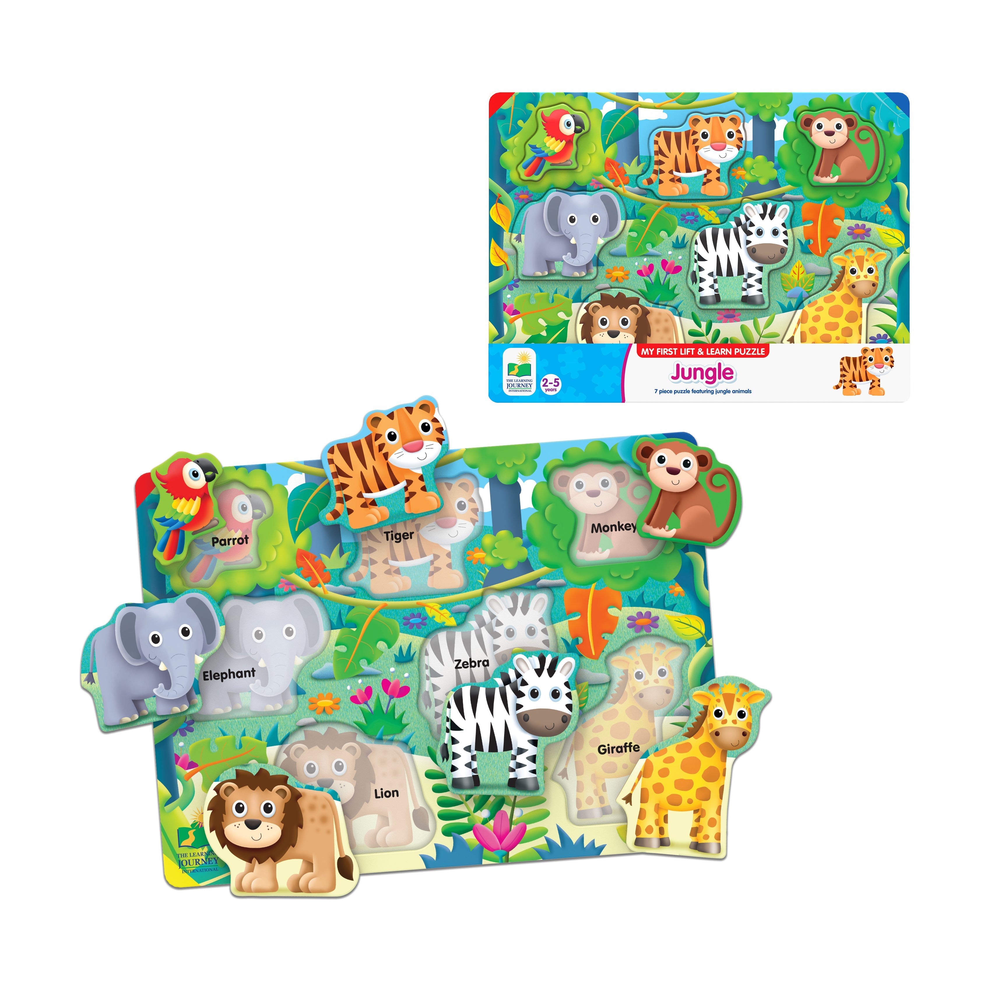  The Learning Journey My First Lift & Learn Puzzle - Jungle: 7 Pcs - Multi-color - Bonton