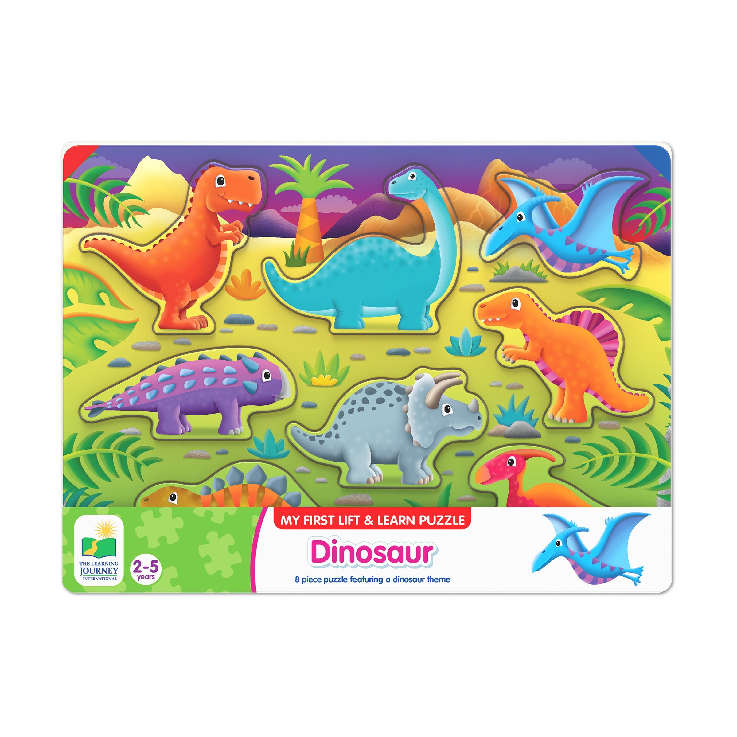  The Learning Journey My First Lift & Learn Puzzle - Dinosaur: 8 Pcs - Multi-color - Bonton