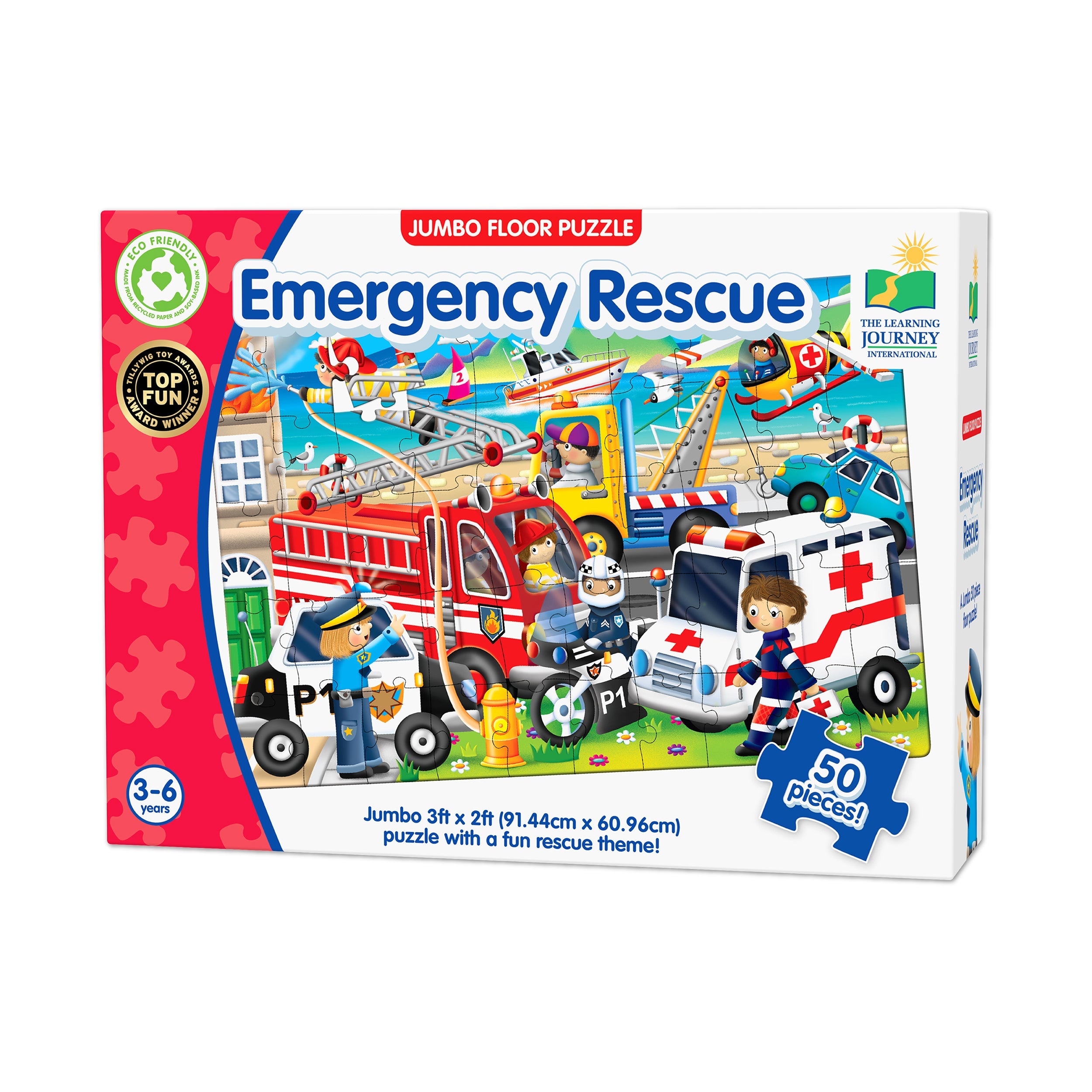  The Learning Journey Jumbo Floor Puzzle - Emergency Rescue: 50 Pcs - Multi-color - Bonton