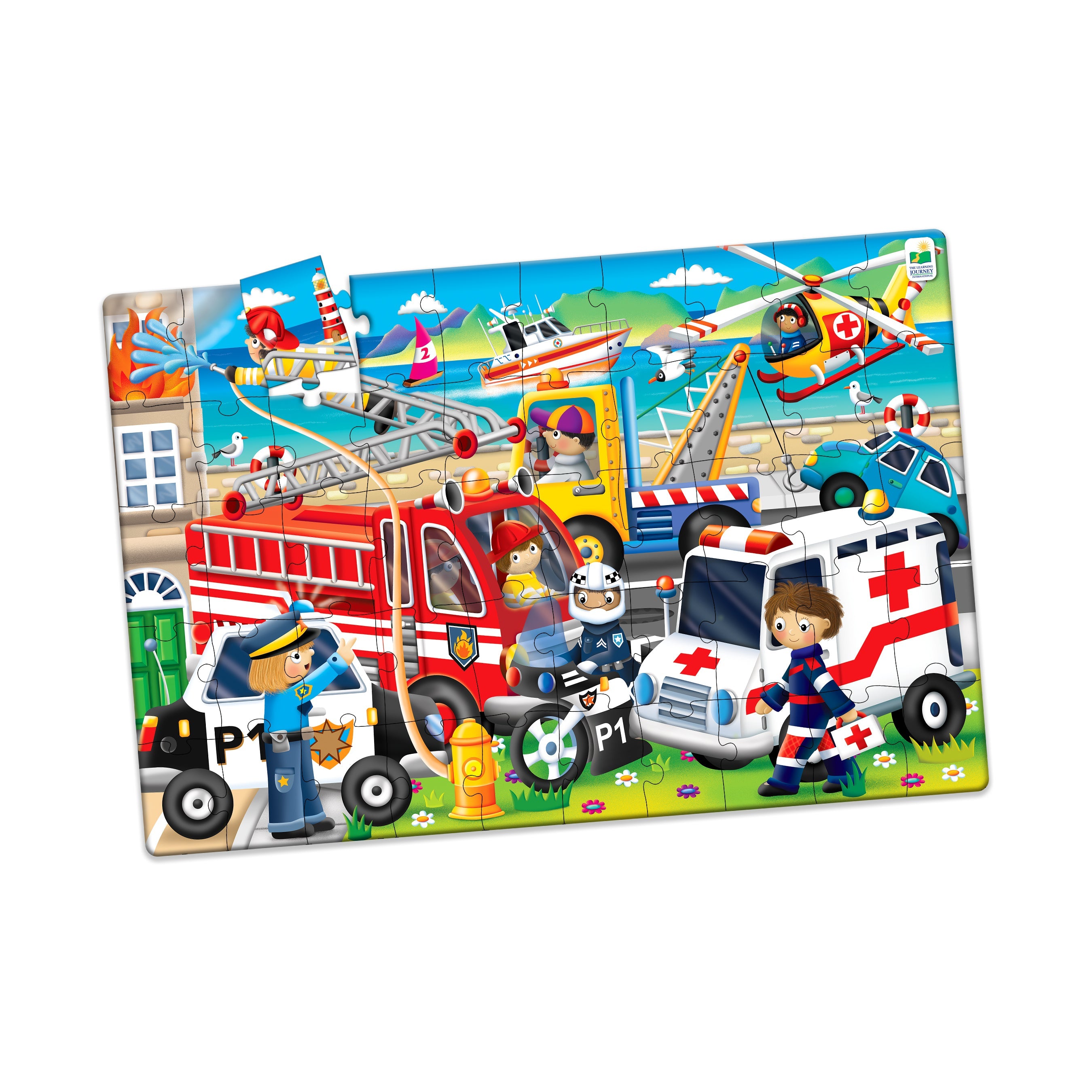  The Learning Journey Jumbo Floor Puzzle - Emergency Rescue: 50 Pcs - Multi-color - Bonton