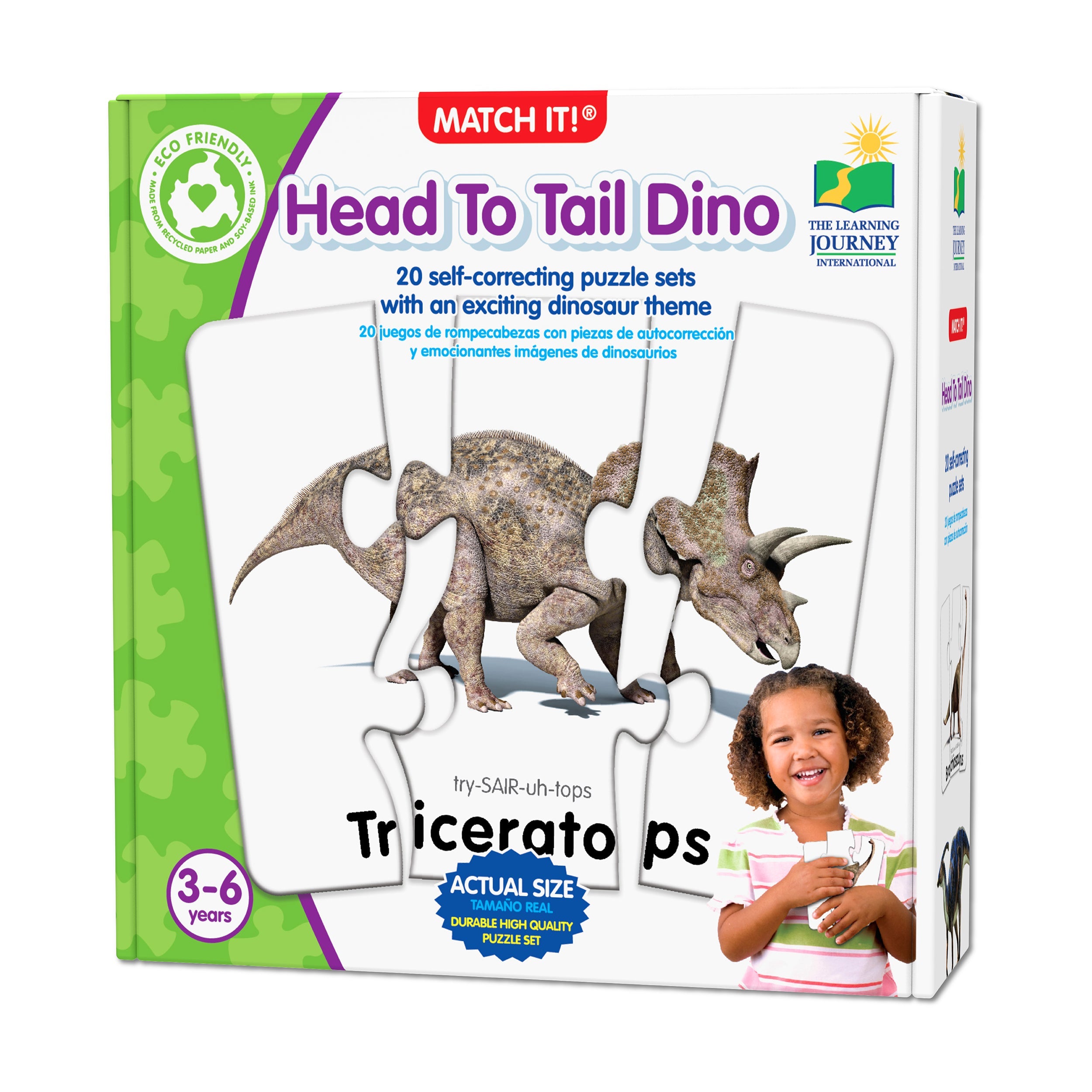  The Learning Journey Match It! - Head to Tail Dino - Multi-color - Bonton