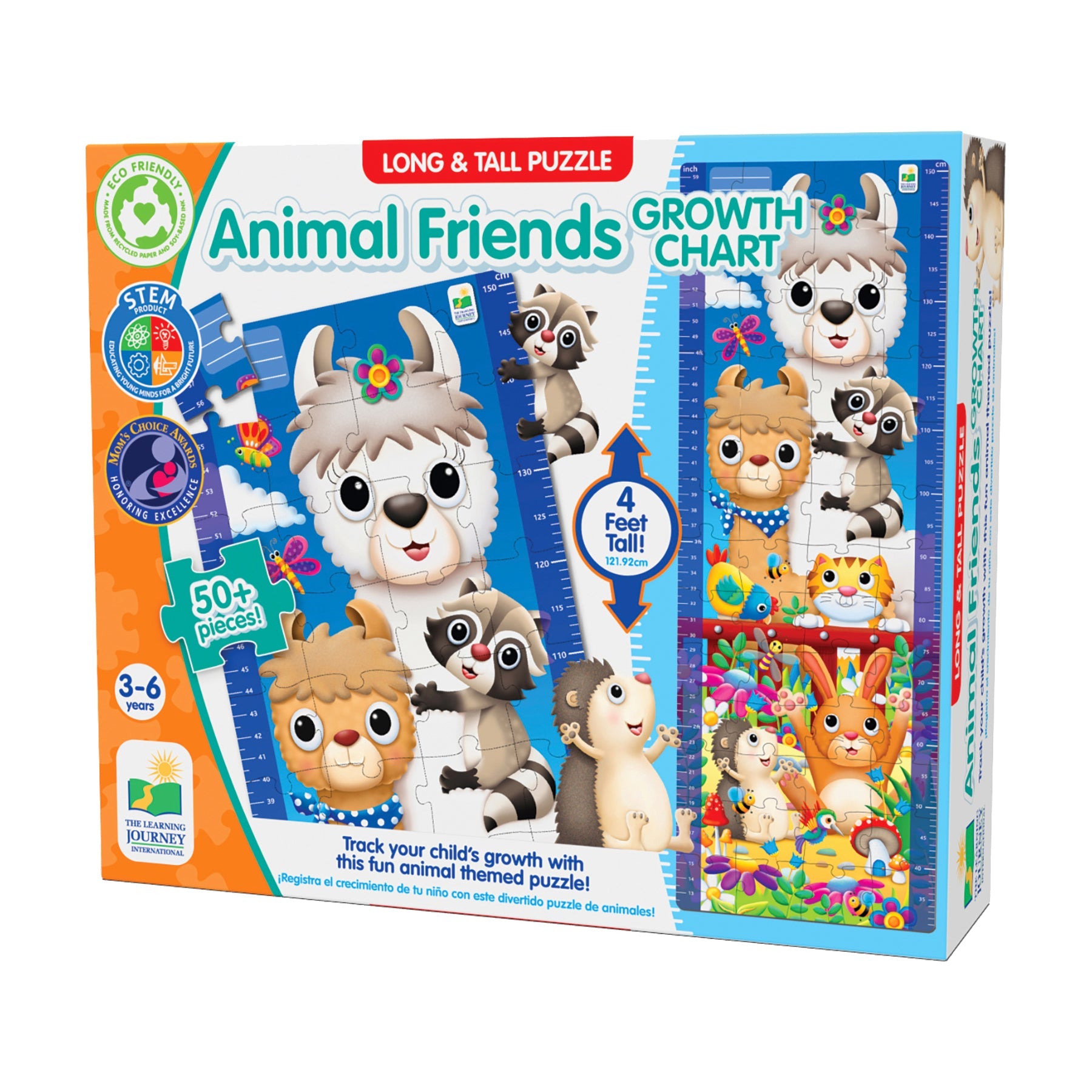  The Learning Journey Long & Tall Puzzles - Animal Friends Growth Chart: 50+ Pcs - Multi-color - Bonton