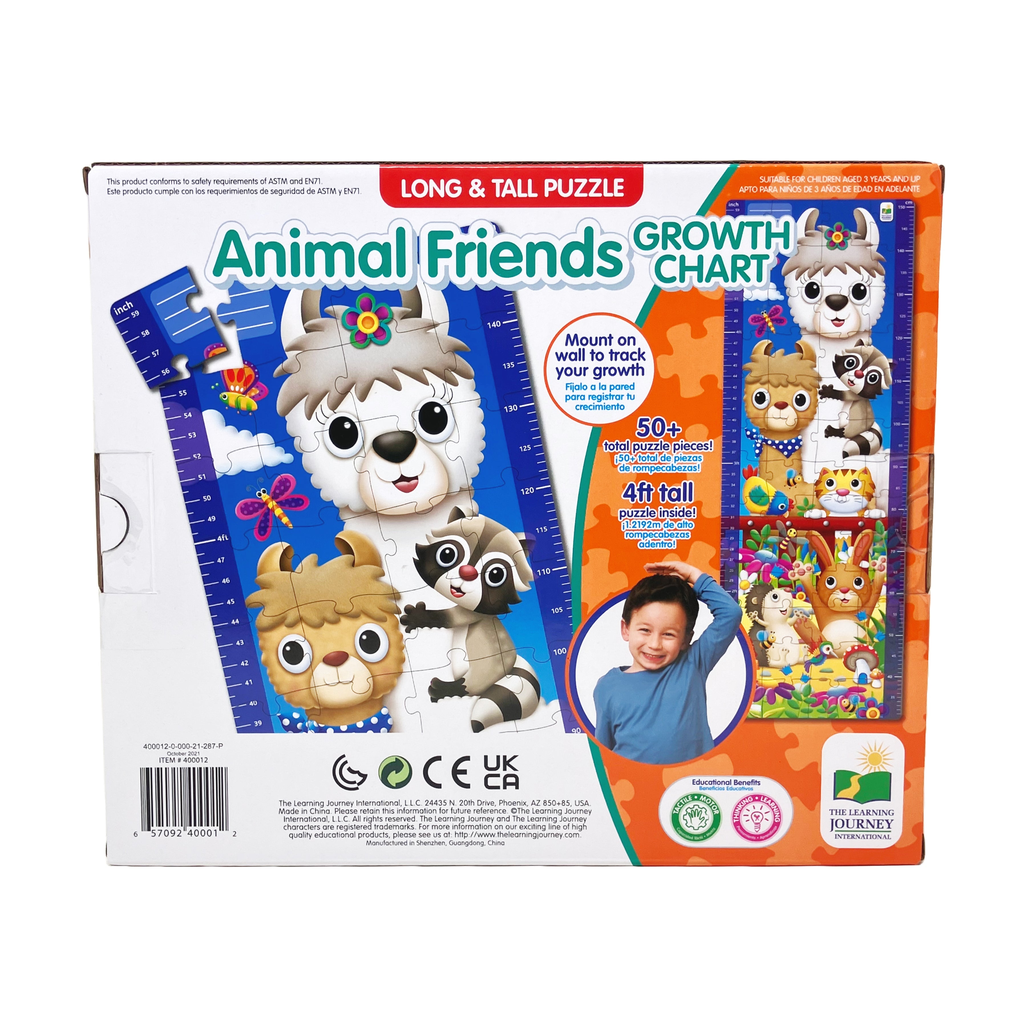  The Learning Journey Long & Tall Puzzles - Animal Friends Growth Chart: 50+ Pcs - Multi-color - Bonton