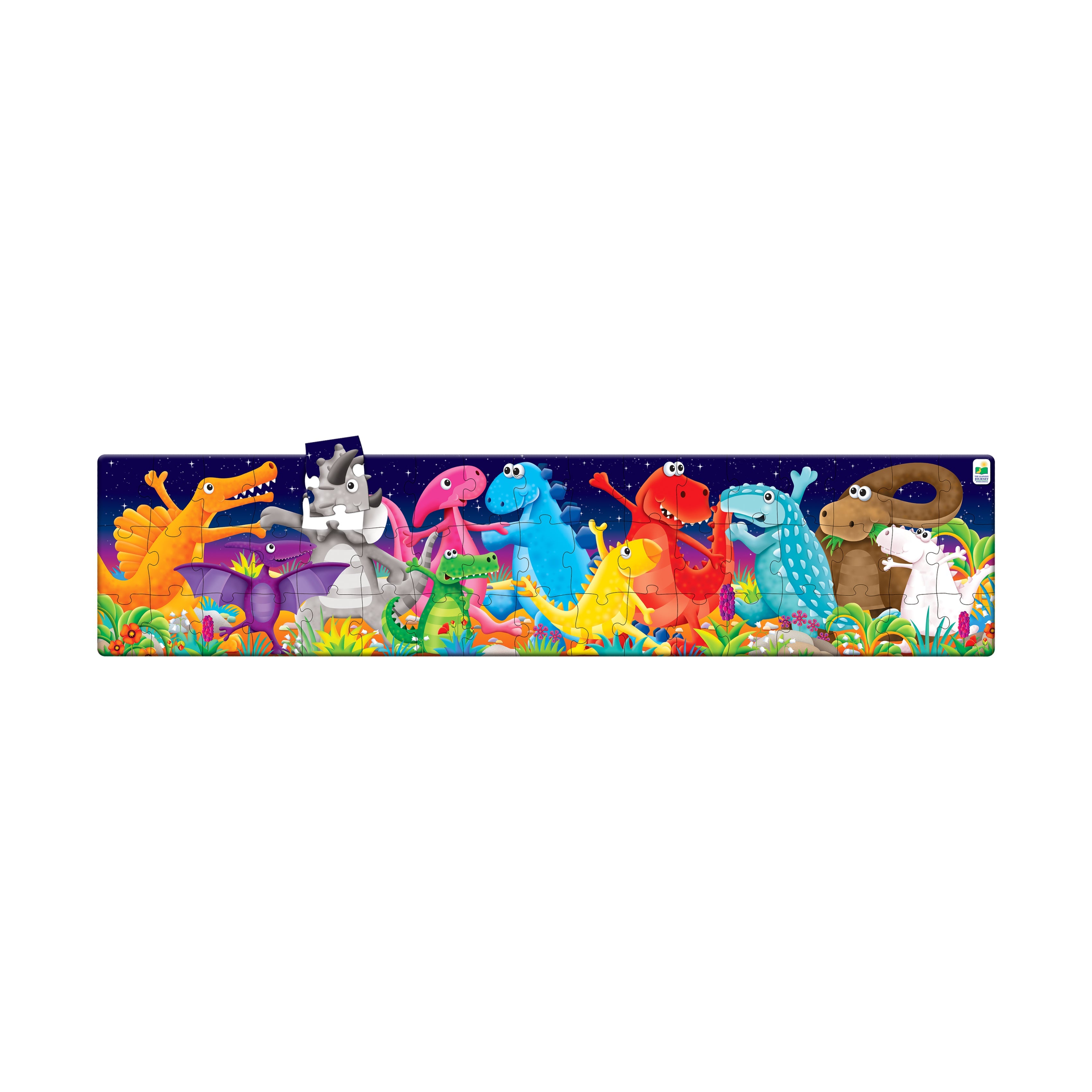  The Learning Journey Long & Tall Puzzle - Color Dancing Dinos: 50+ Pcs - Multi-color - Bonton