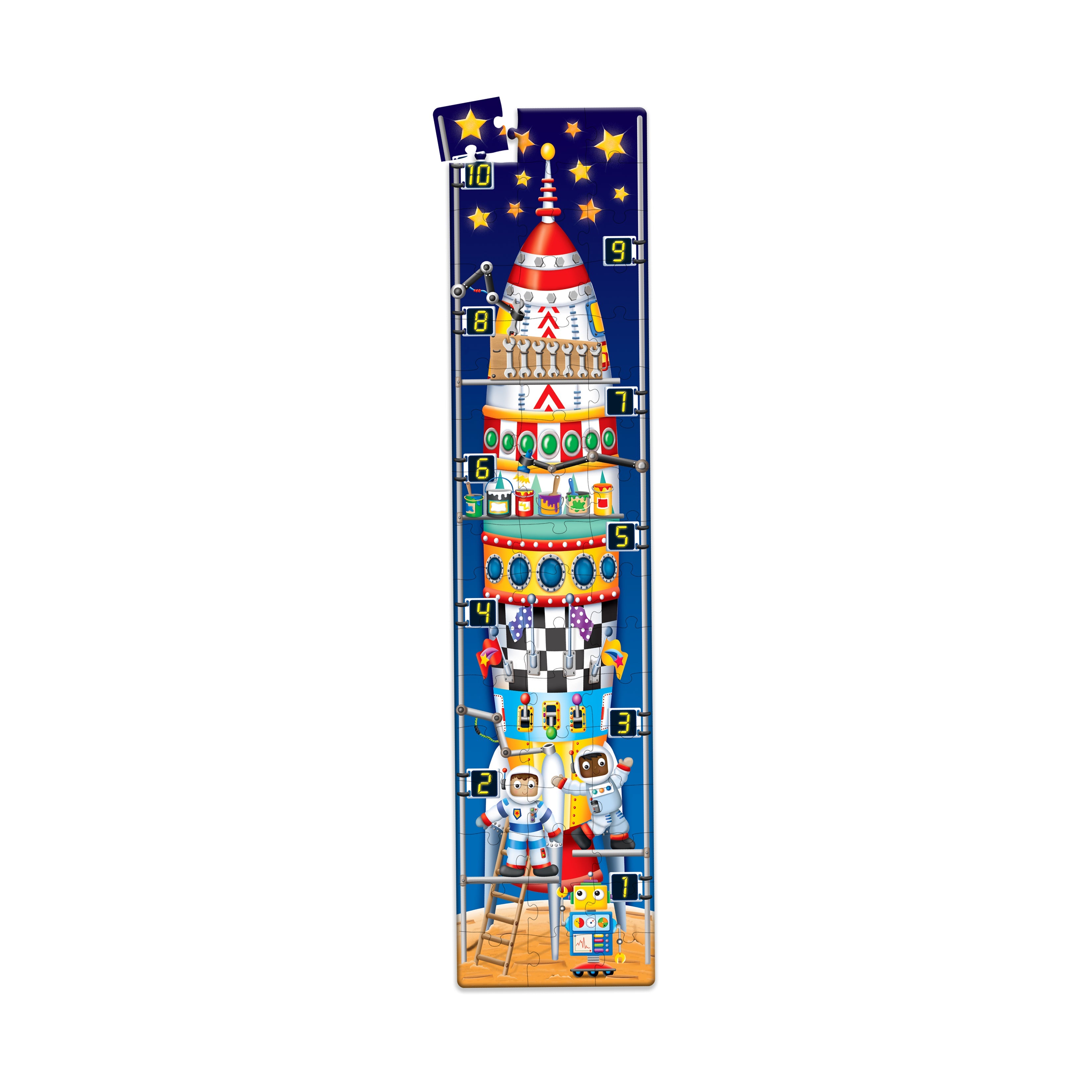  The Learning Journey Long & Tall Puzzle - 123 Rocket Ship: 50+ Pcs - Multi-color - Bonton