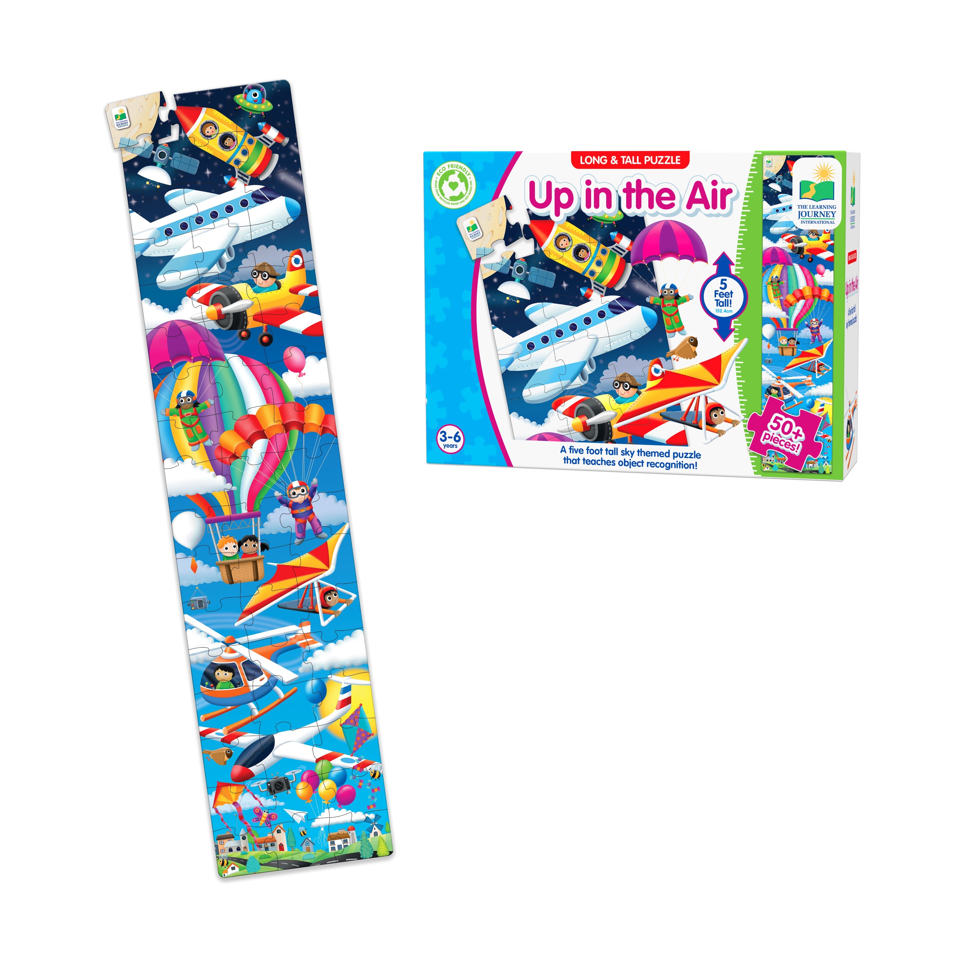  The Learning Journey Long & Tall Puzzle - Up In the Air: 50+ Pcs - Multi-color - Bonton