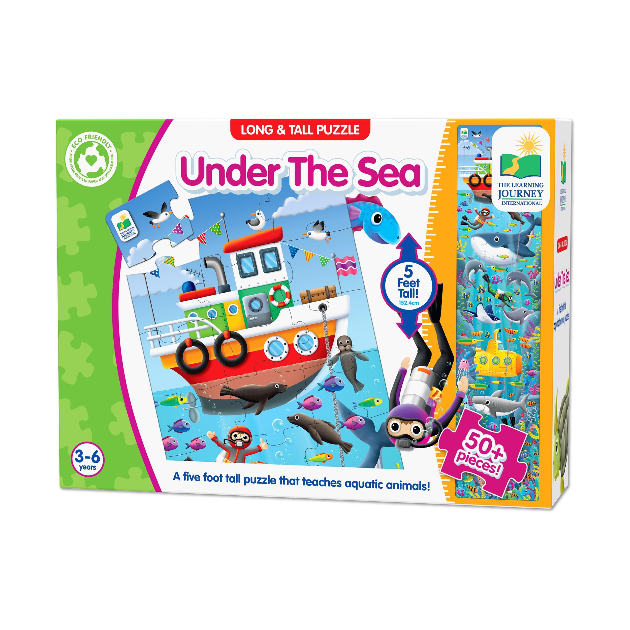  The Learning Journey Long & Tall Puzzle - Under The Sea: 50+ Pcs - Multi-color - Bonton