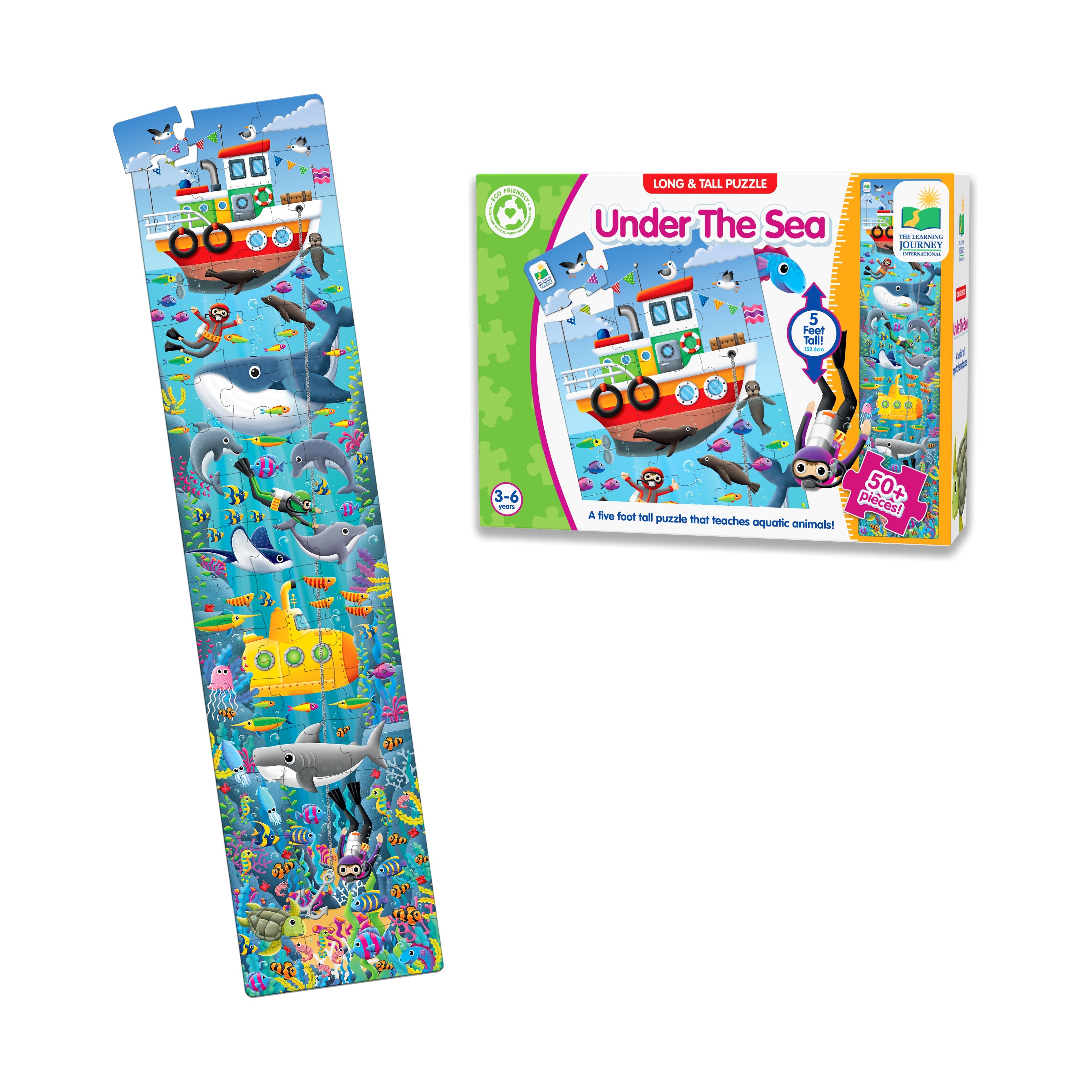  The Learning Journey Long & Tall Puzzle - Under The Sea: 50+ Pcs - Multi-color - Bonton