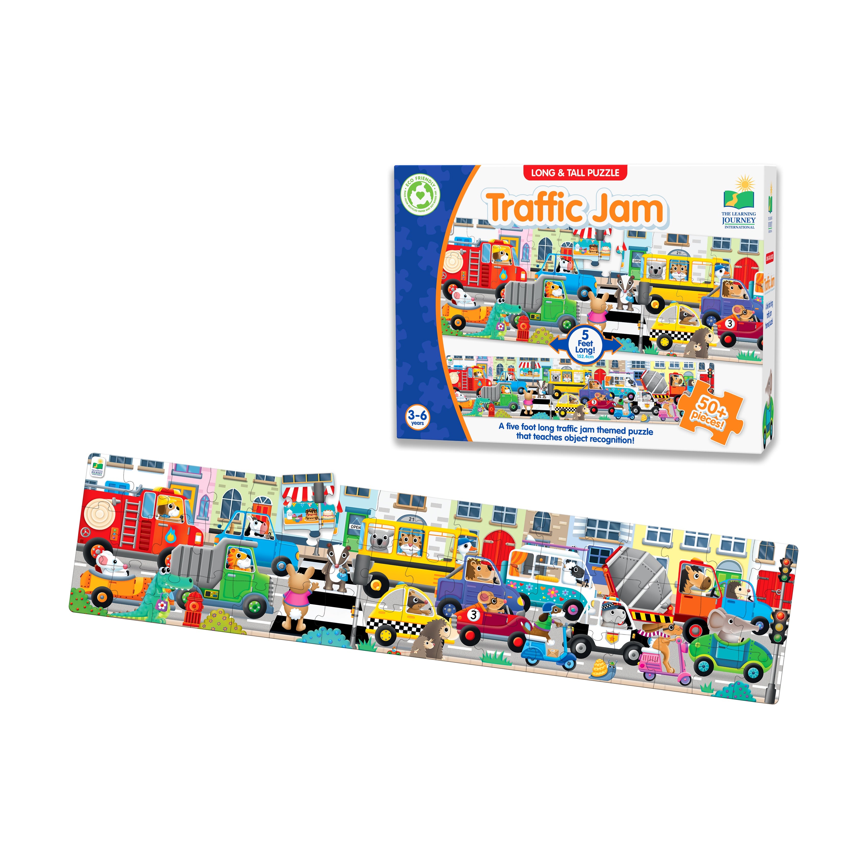  The Learning Journey Long & Tall Puzzle - Traffic Jam: 50+ Pcs - Multi-color - Bonton