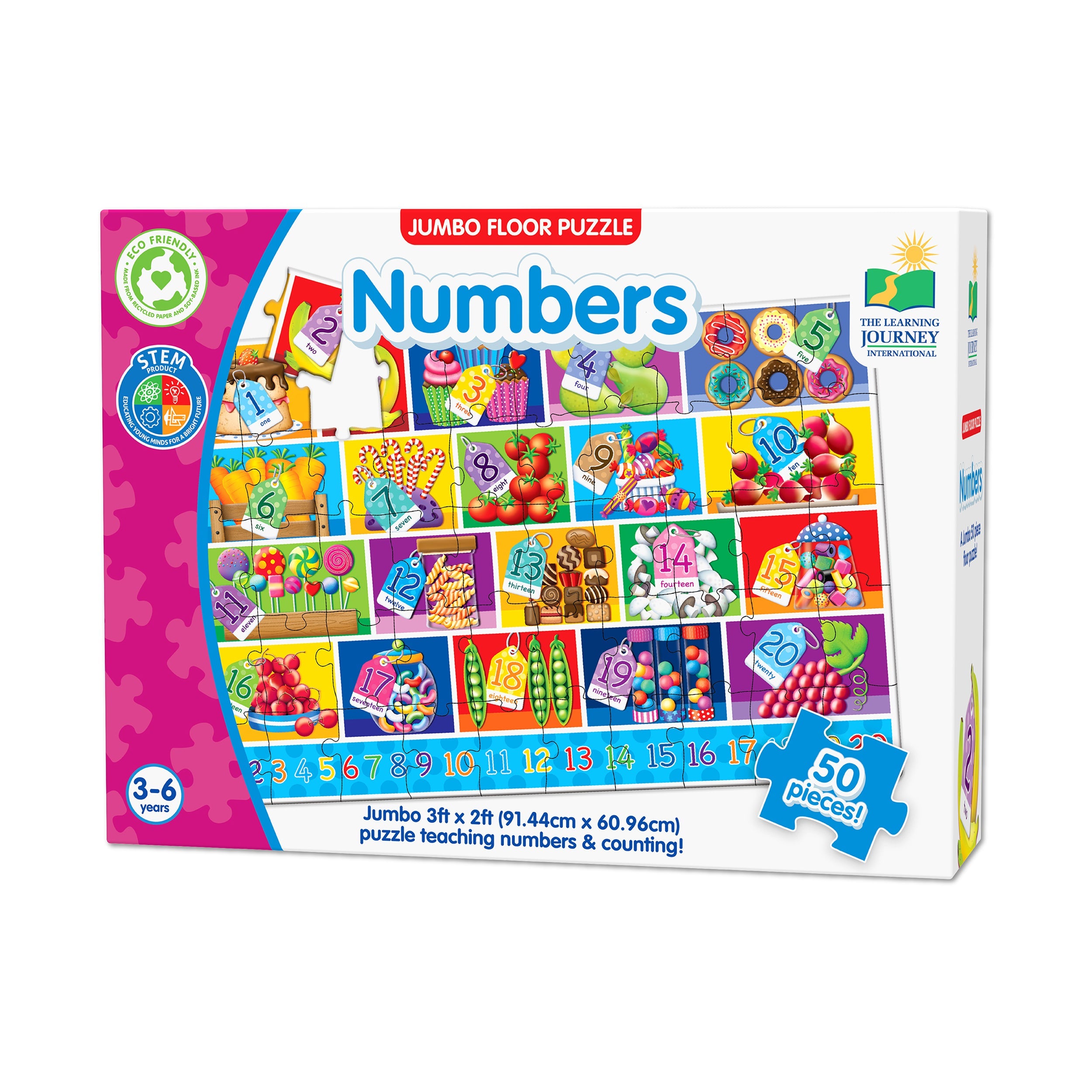  The Learning Journey Jumbo Floor Puzzle - Numbers: 50 Pcs - Multi-color - Bonton