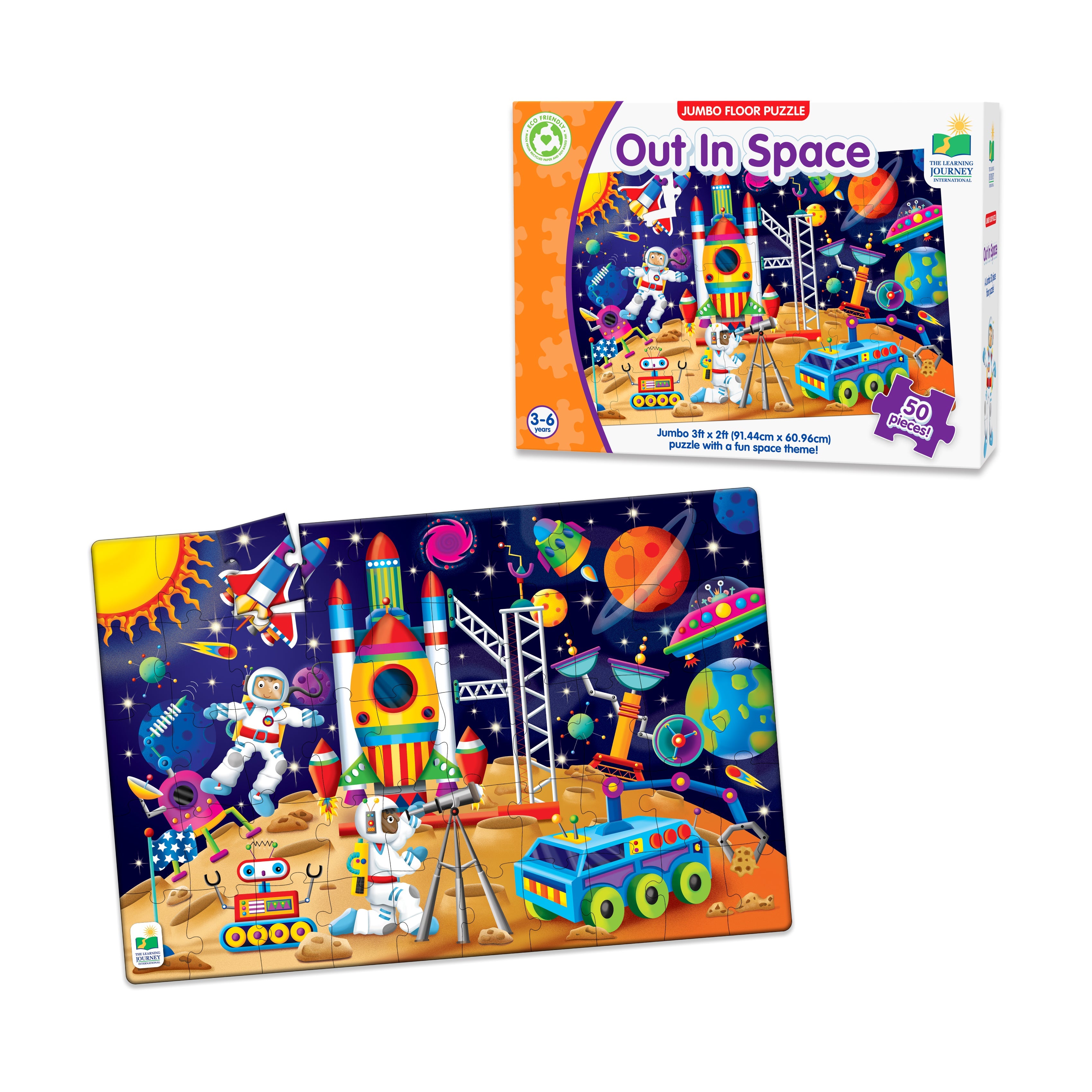  The Learning Journey Jumbo Floor Puzzle - Out In Space: 50 Pcs - Multi-color - Bonton