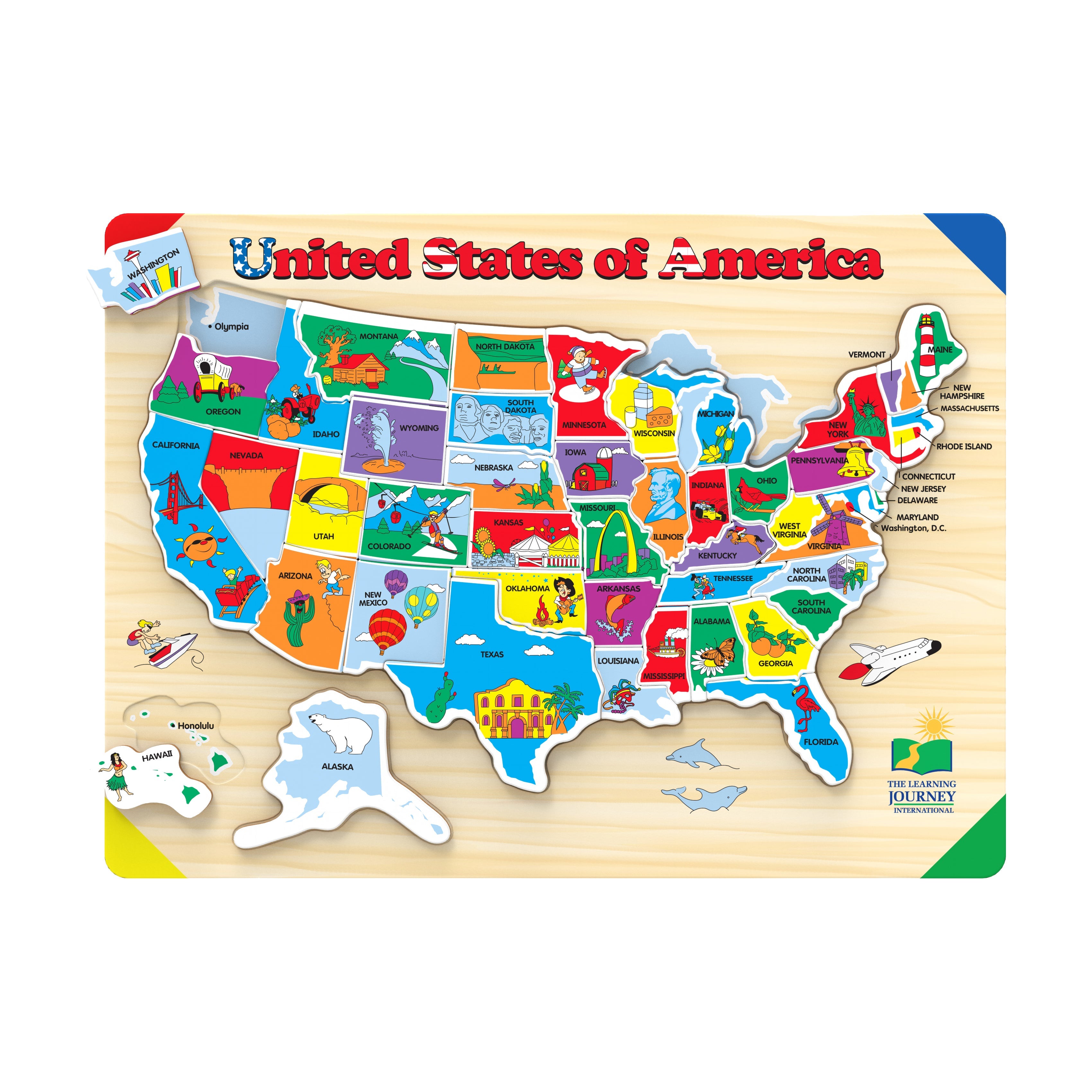  The Learning Journey Lift & Learn Puzzle - USA Map: 40 Pcs - Multi-color - Bonton