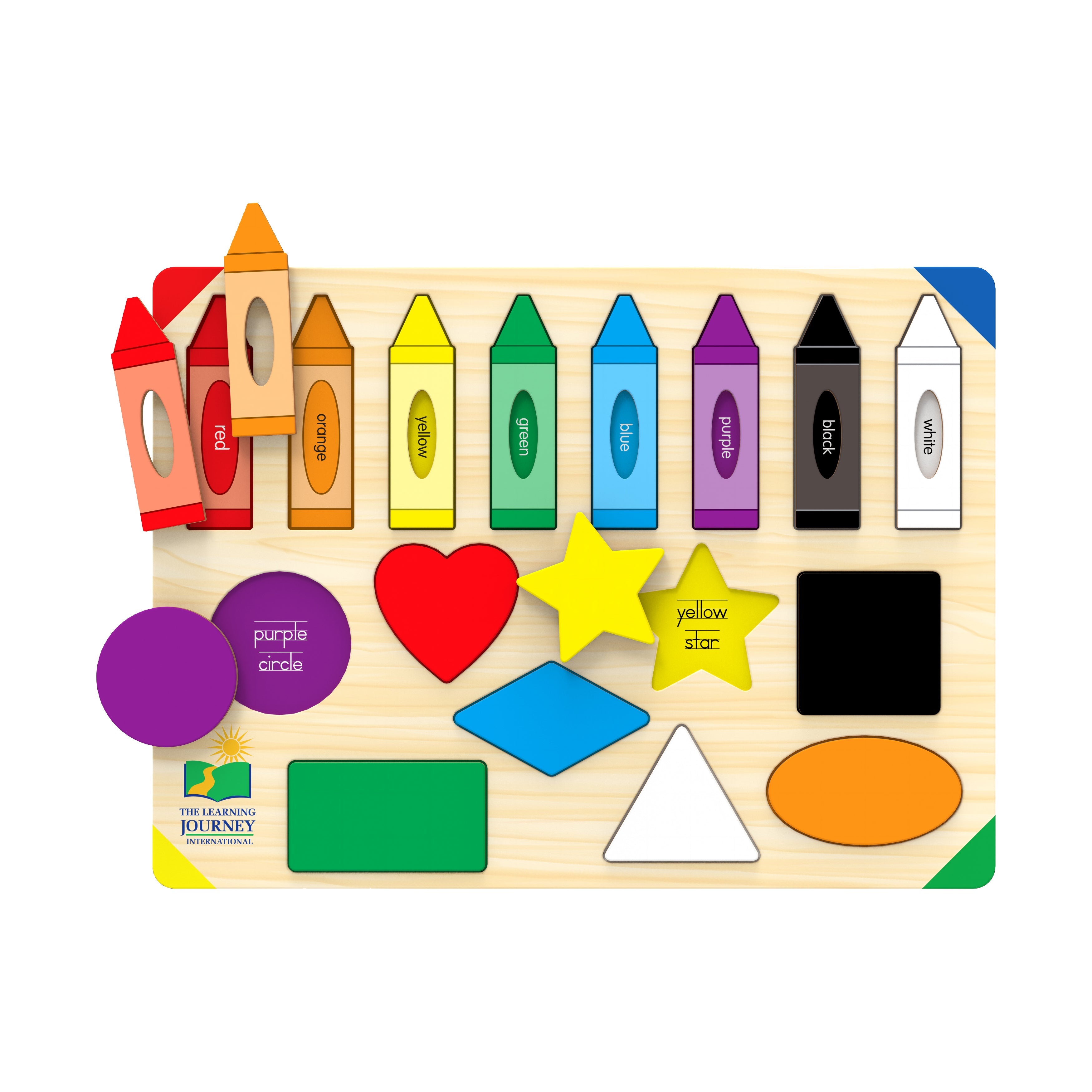  The Learning Journey Lift & Learn Puzzle - Colors & Shapes: 16 Pcs - Multi-color - Bonton