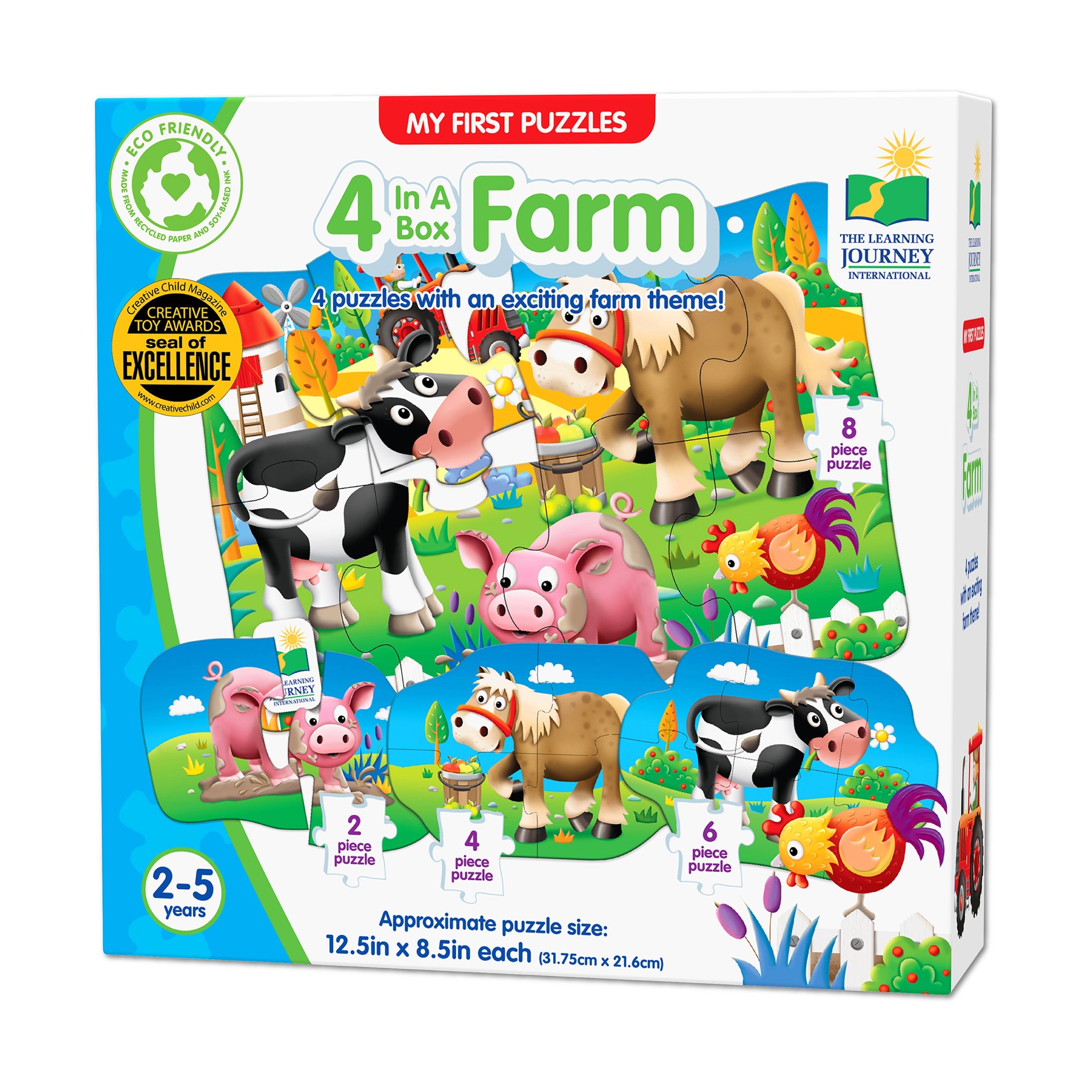  The Learning Journey My First Puzzles - 4 In A Box - Farm: 20 Pcs - Multi-color - Bonton