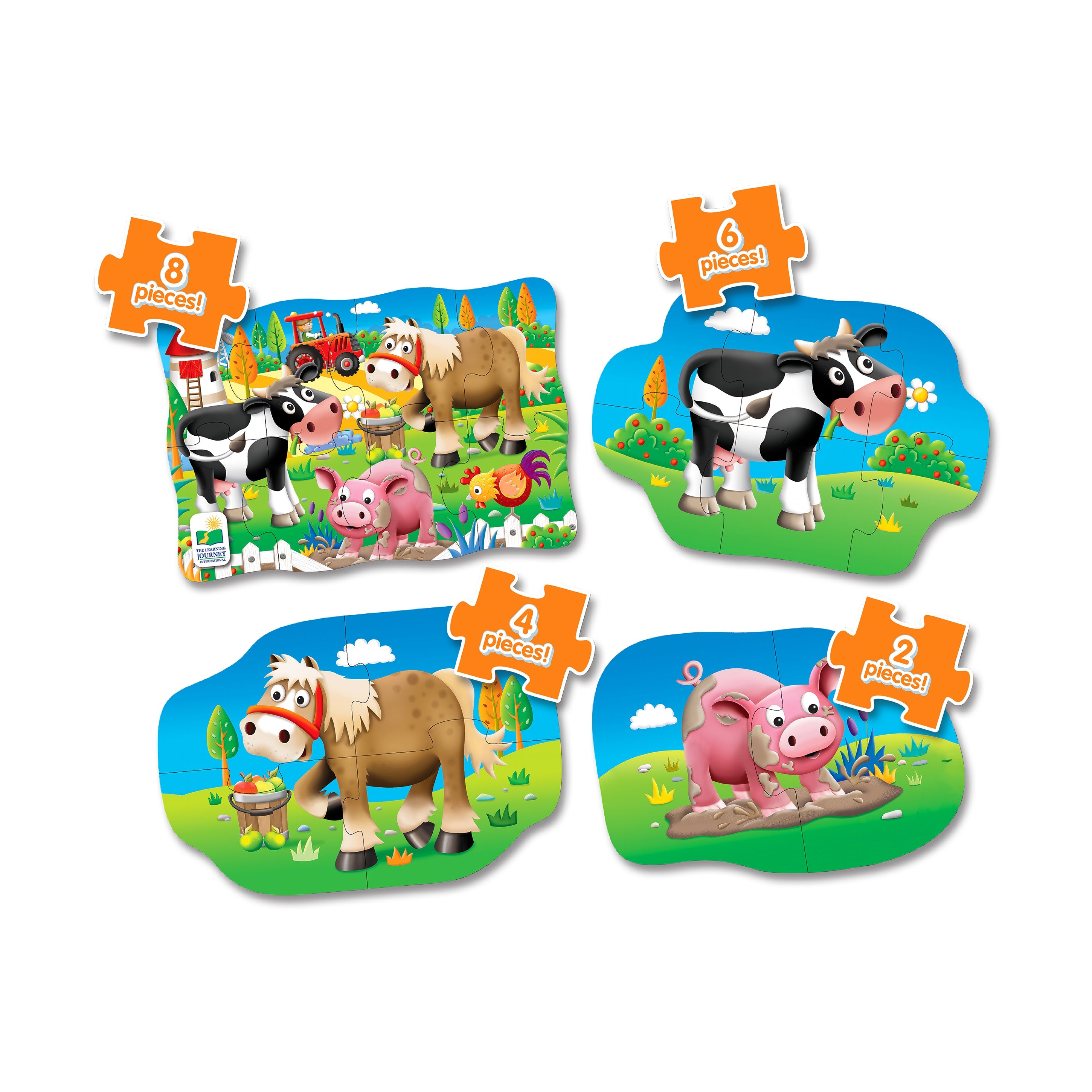  The Learning Journey My First Puzzles - 4 In A Box - Farm: 20 Pcs - Multi-color - Bonton