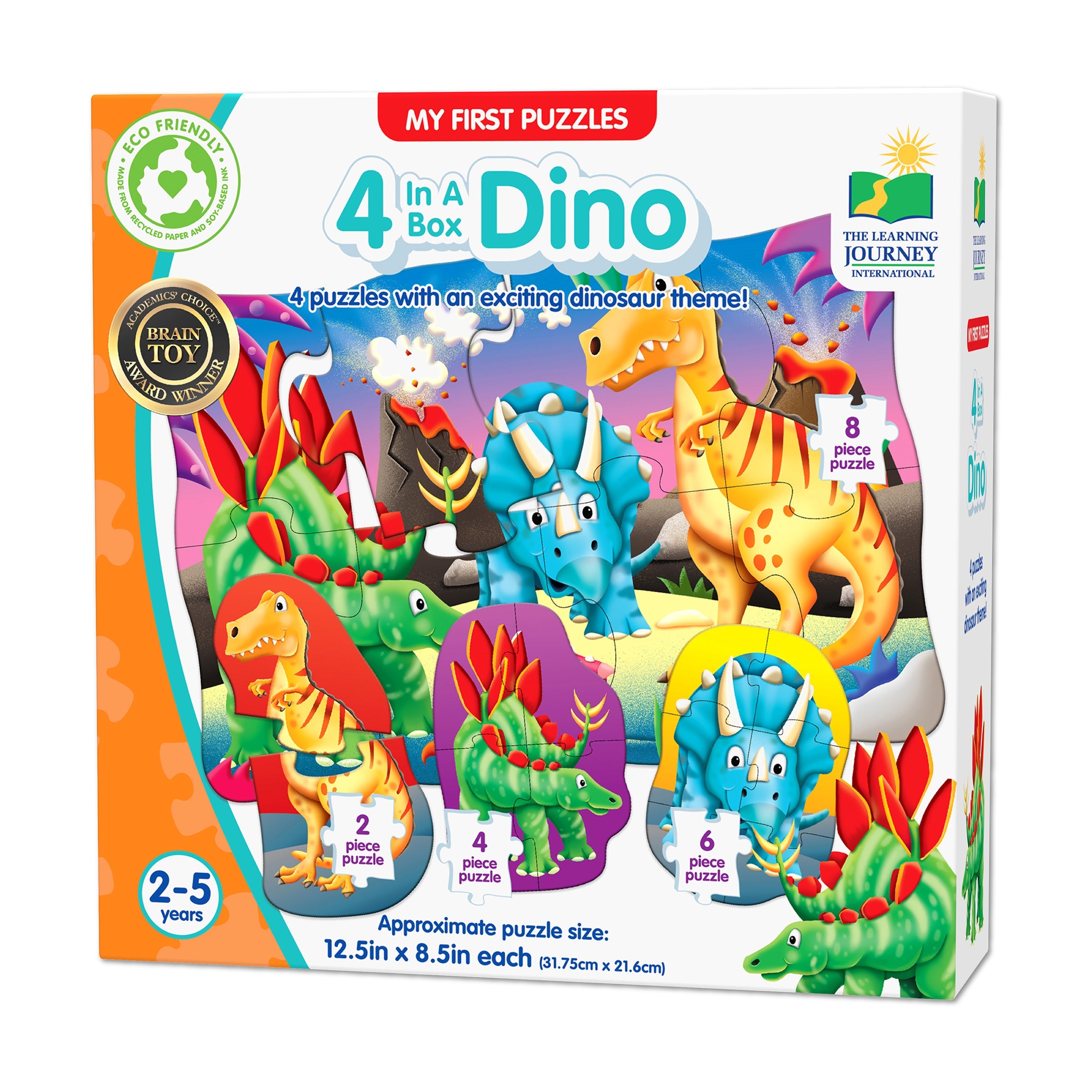  The Learning Journey My First Puzzles - 4 In A Box - Dino: 20 Pcs - Multi-color - Bonton