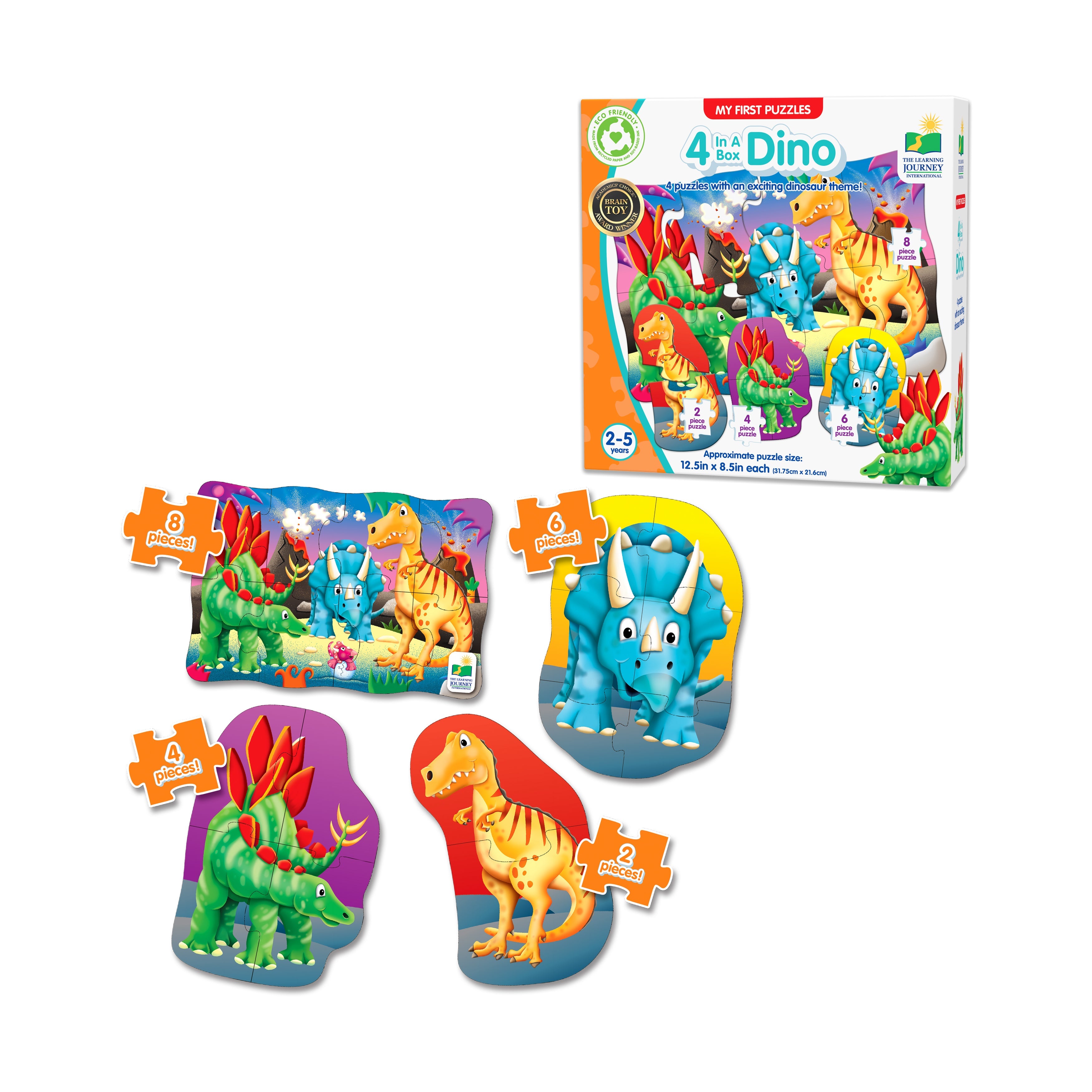  The Learning Journey My First Puzzles - 4 In A Box - Dino: 20 Pcs - Multi-color - Bonton