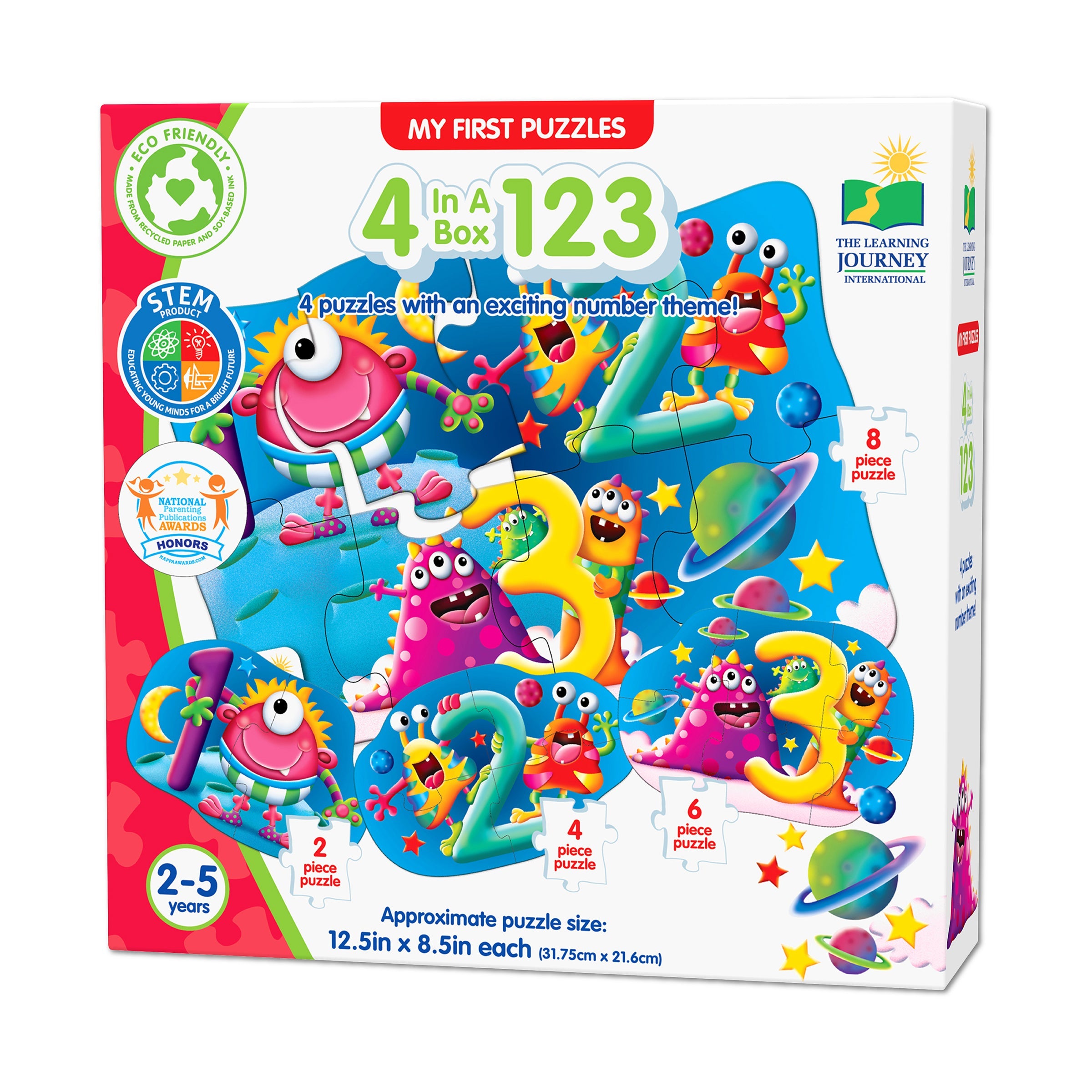  The Learning Journey My First Puzzles - 4 In A Box - 123: 20 Pcs - Multi-color - Bonton