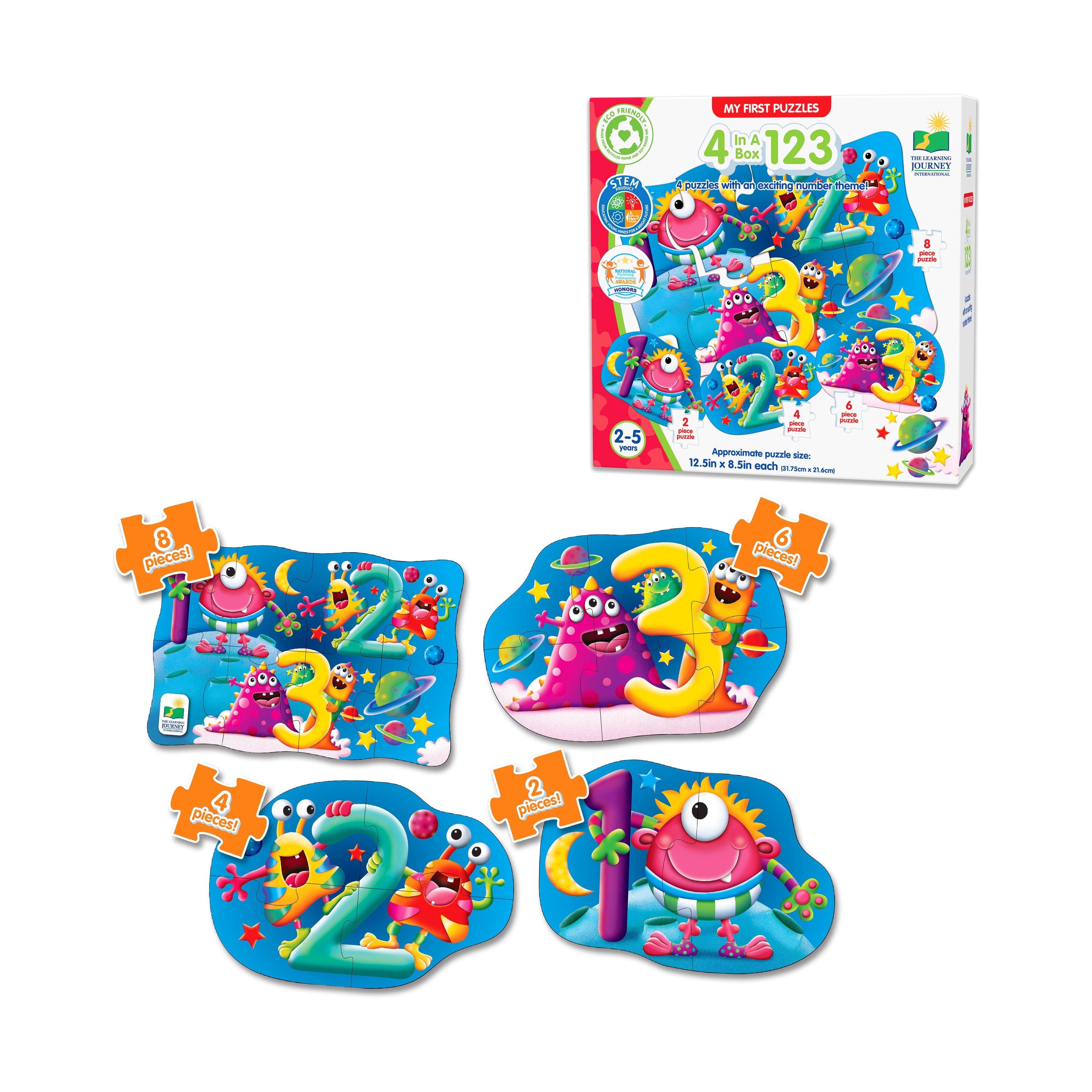  The Learning Journey My First Puzzles - 4 In A Box - 123: 20 Pcs - Multi-color - Bonton