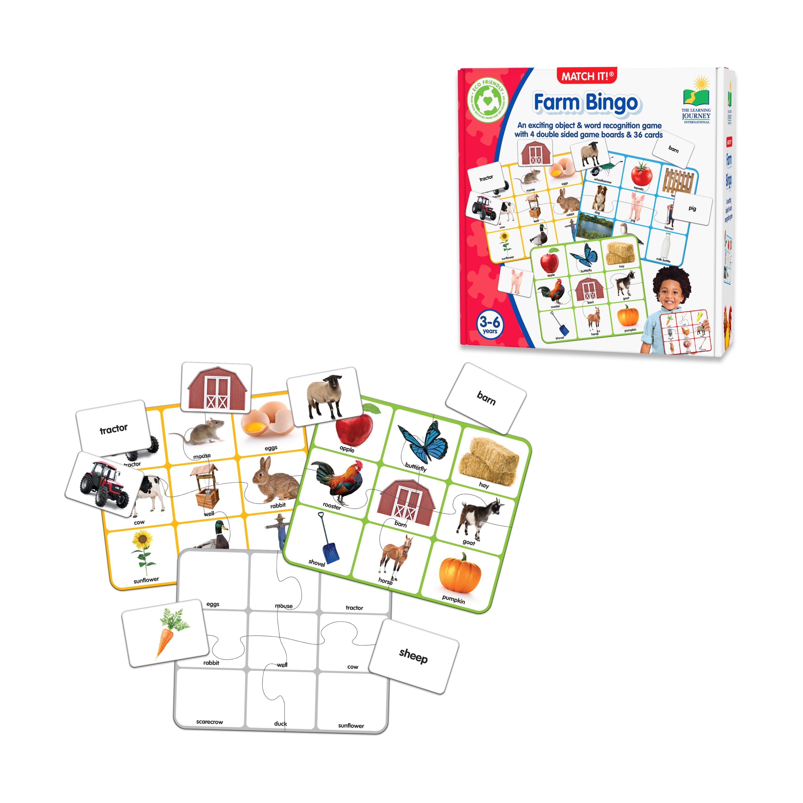  The Learning Journey Match It! - Farm Bingo - Multi-color - Bonton