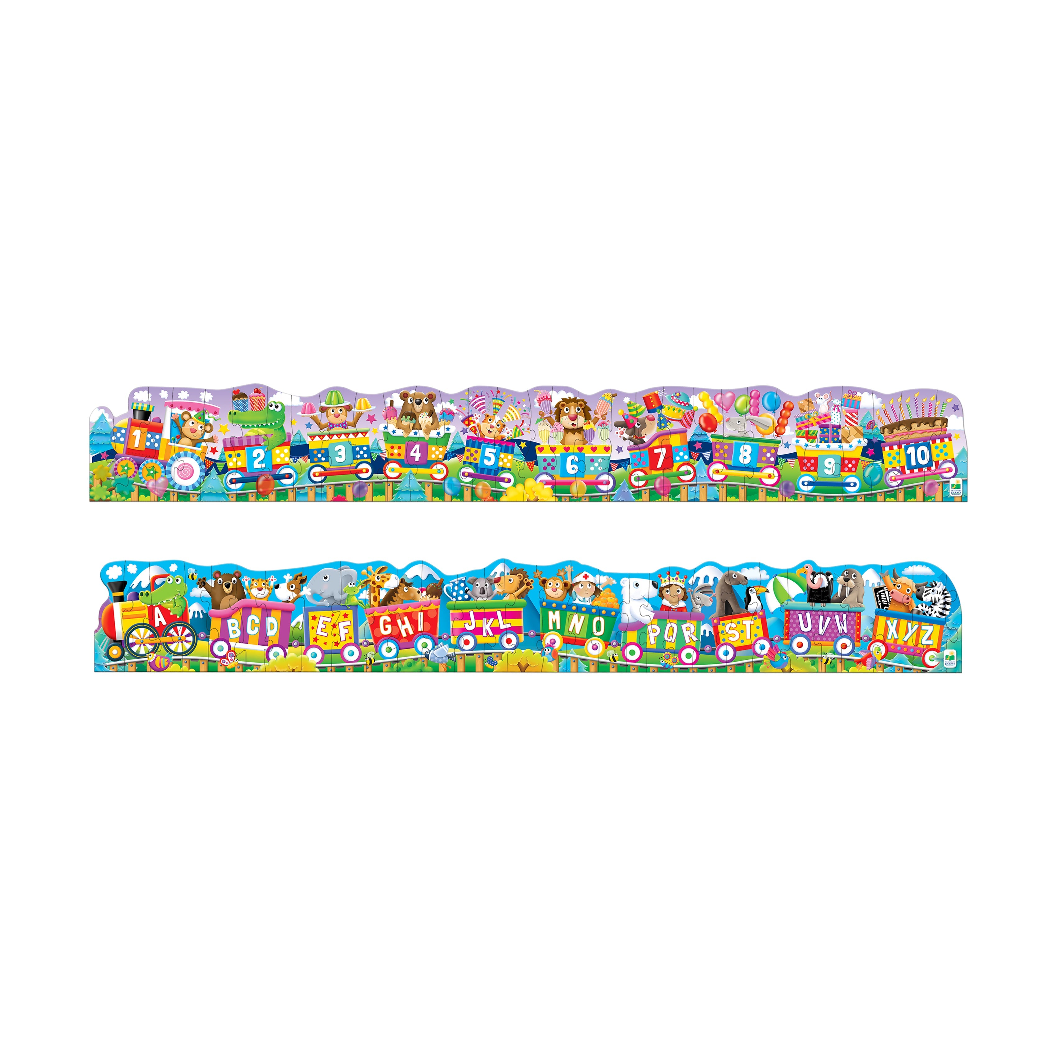  The Learning Journey Puzzle Doubles! - ABC & 123 Trains: 60 Pcs - Multi-color - Bonton