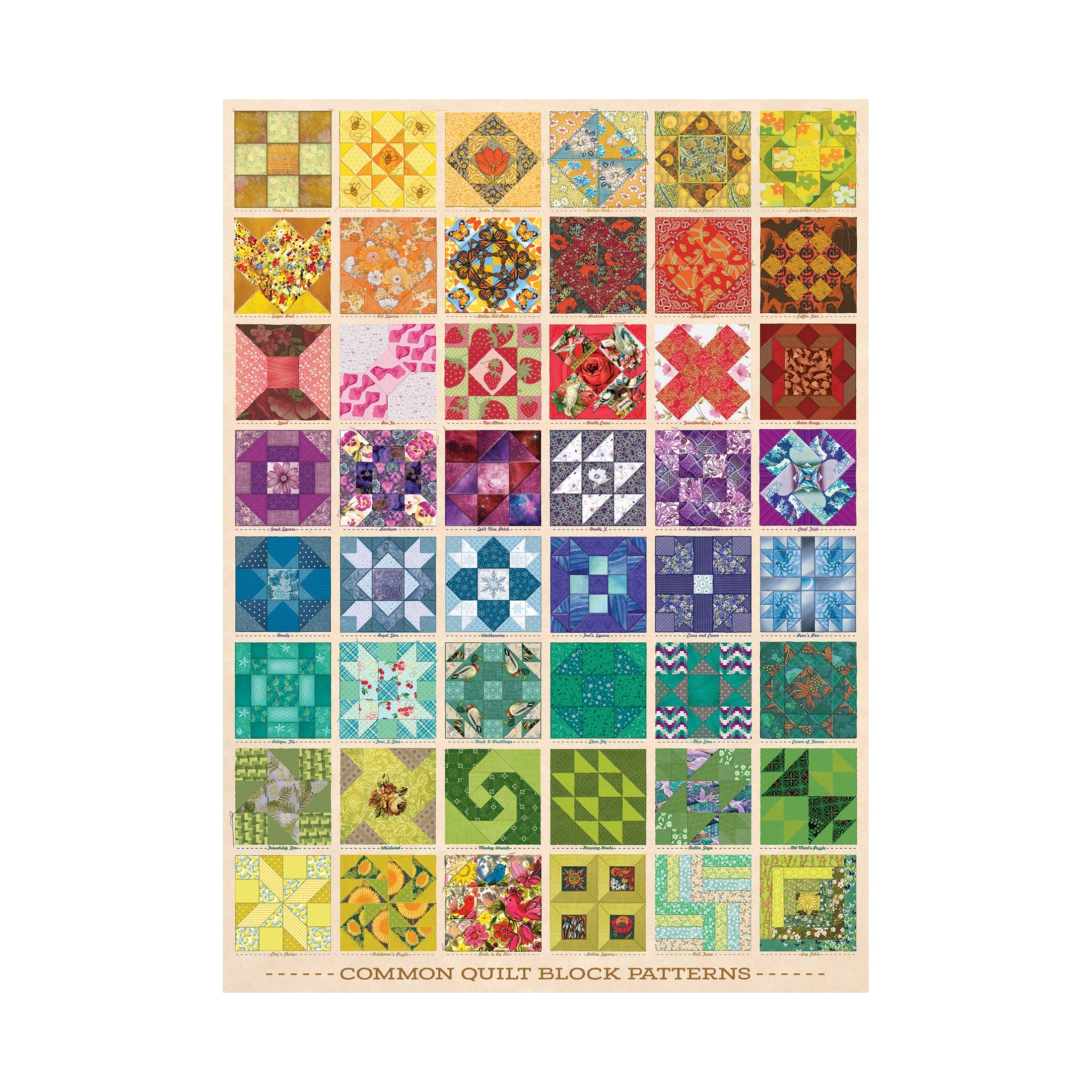  Cobble Hill Puzzle Company Common Quilt Blocks: 1000 Pcs - Multi-color - Bonton