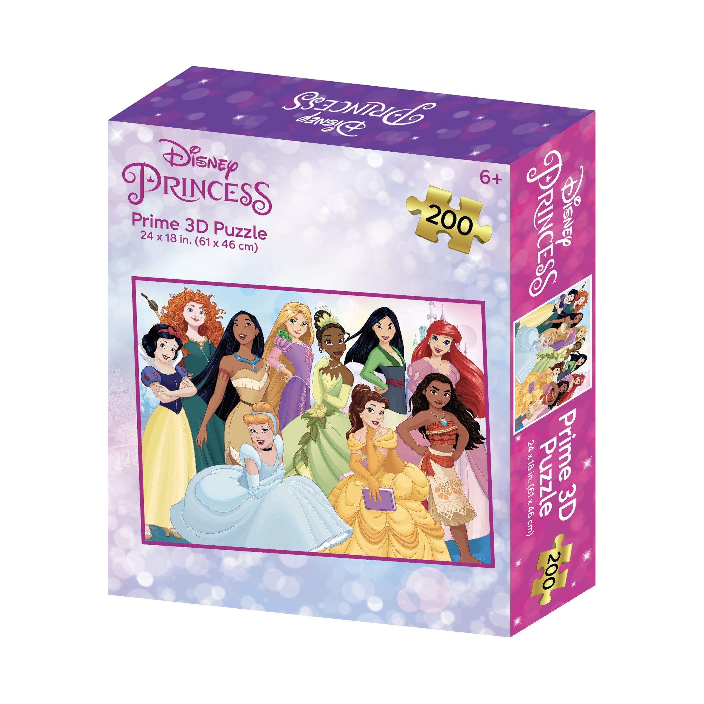  Prime 3D Disney Princess 3D Lenticular Jigsaw Puzzle: 200 Pcs - Multi-color - Bonton