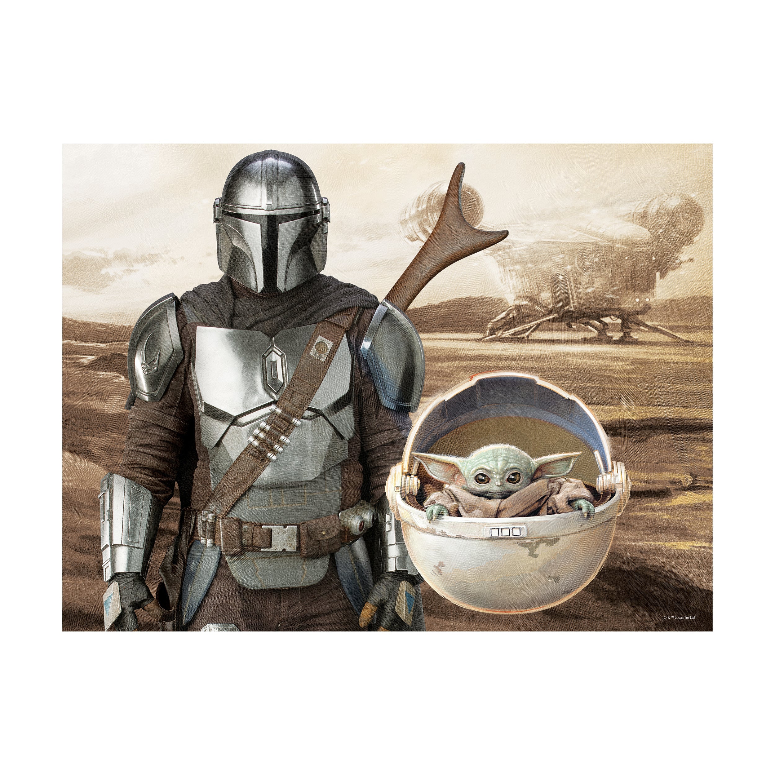  Prime 3D Star Wars - The Mandalorian - Mando & Grogu 3D Lenticular Jigsaw Puzzle: 500 Pcs - Multi-color - Bonton