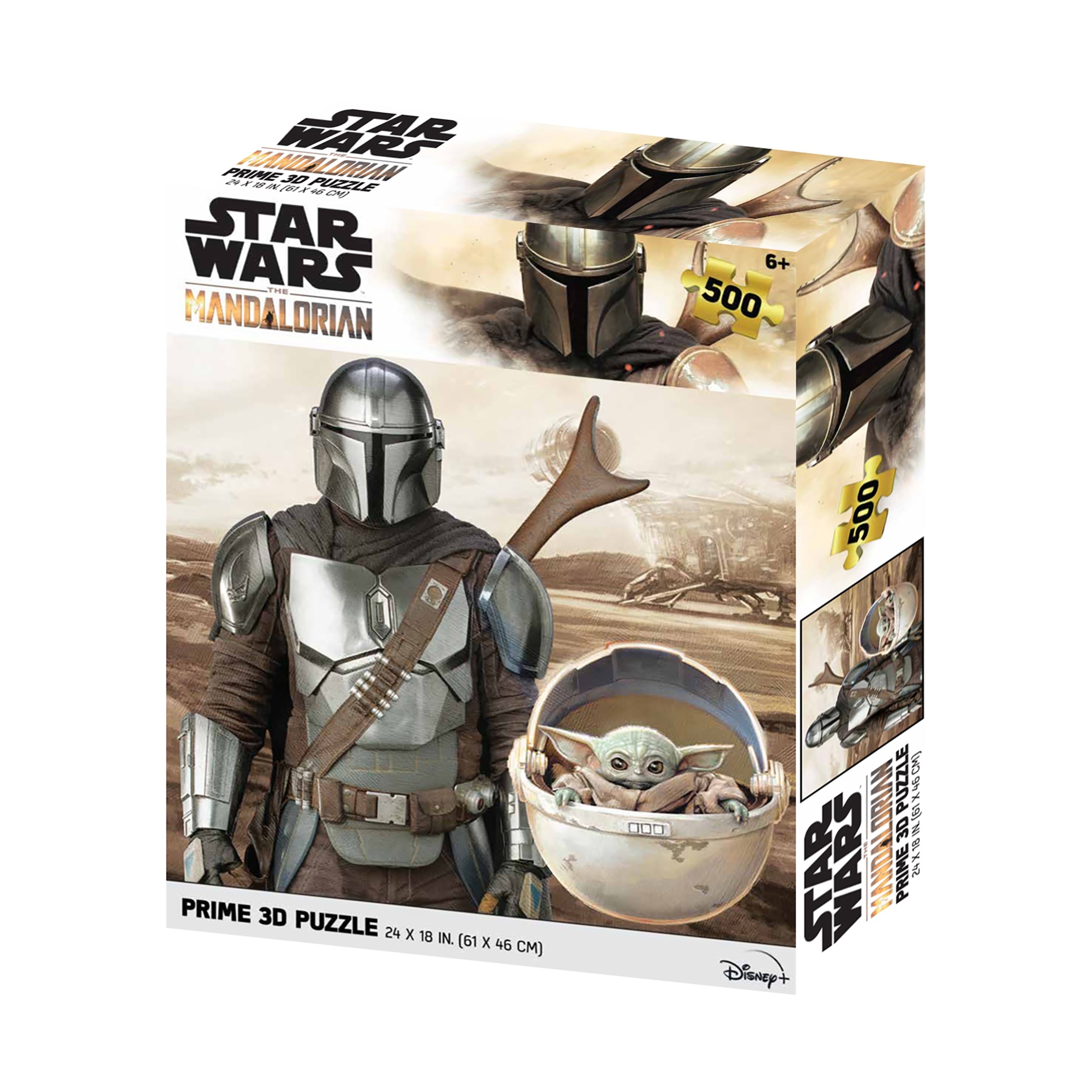  Prime 3D Star Wars - The Mandalorian - Mando & Grogu 3D Lenticular Jigsaw Puzzle: 500 Pcs - Multi-color - Bonton