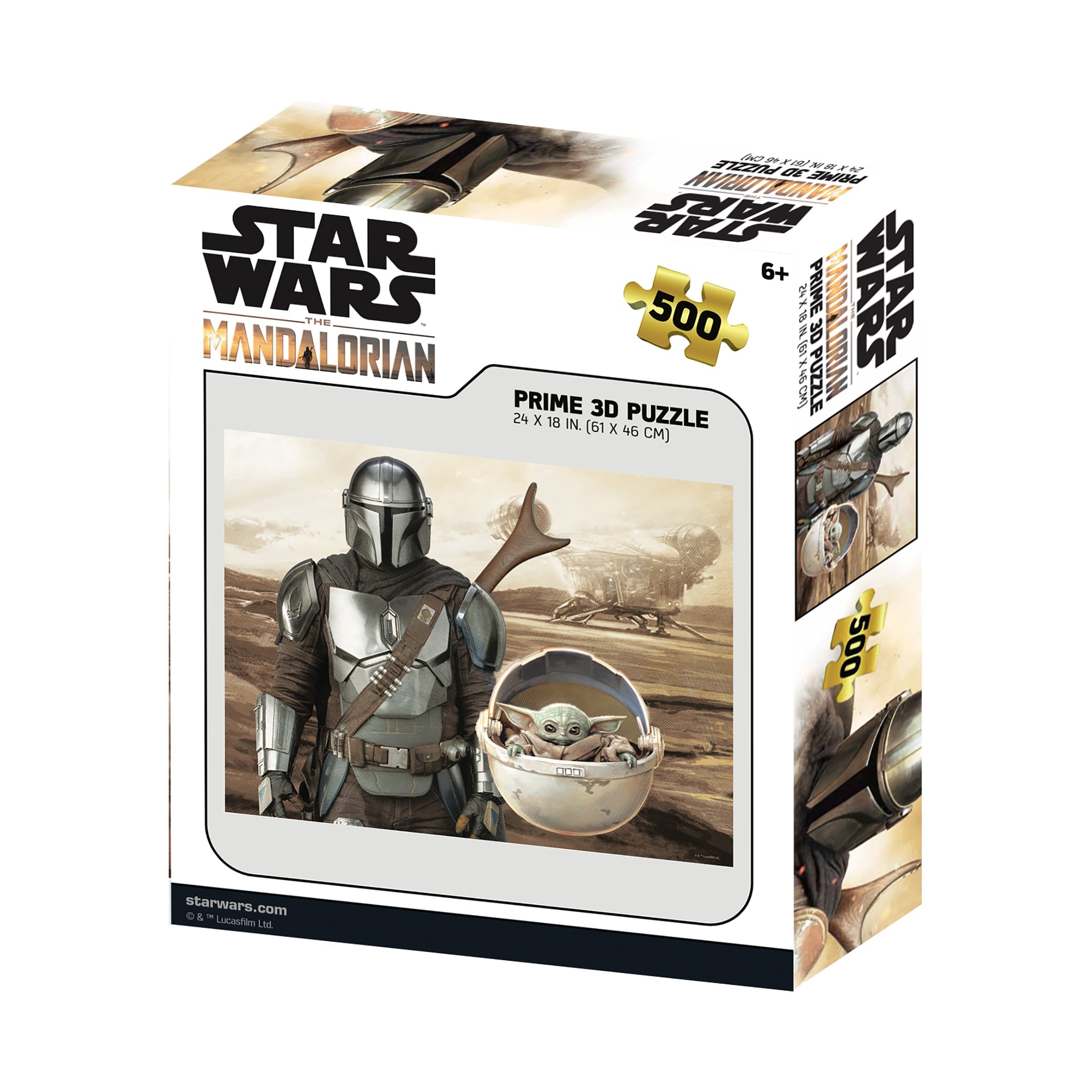  Prime 3D Star Wars - The Mandalorian - Mando & Grogu 3D Lenticular Jigsaw Puzzle: 500 Pcs - Multi-color - Bonton