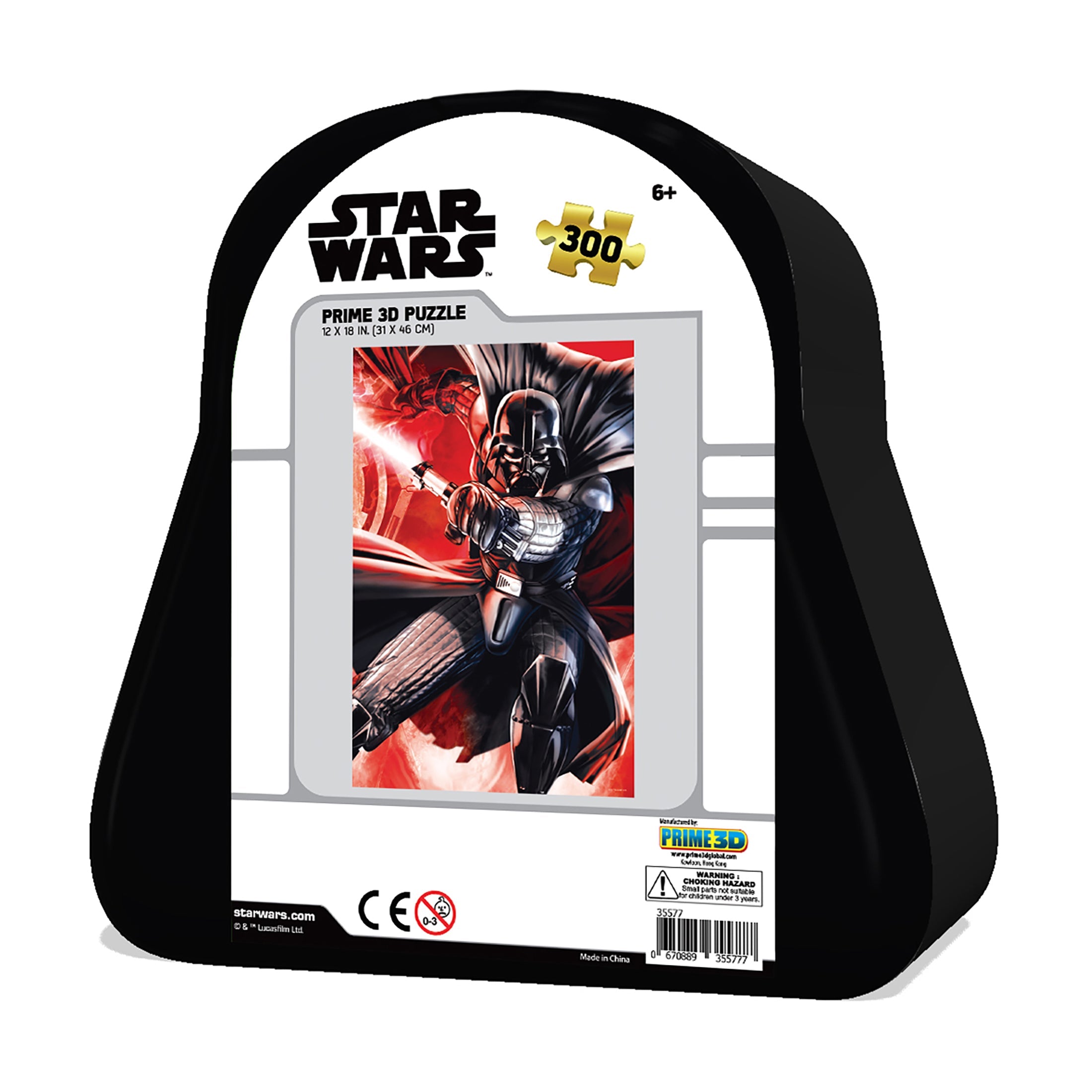  Prime 3D Star Wars - Darth Vader 3D Lenticular Jigsaw Puzzle in a Collectible Shaped Tin: 300 Pcs - Multi-color - Bonton