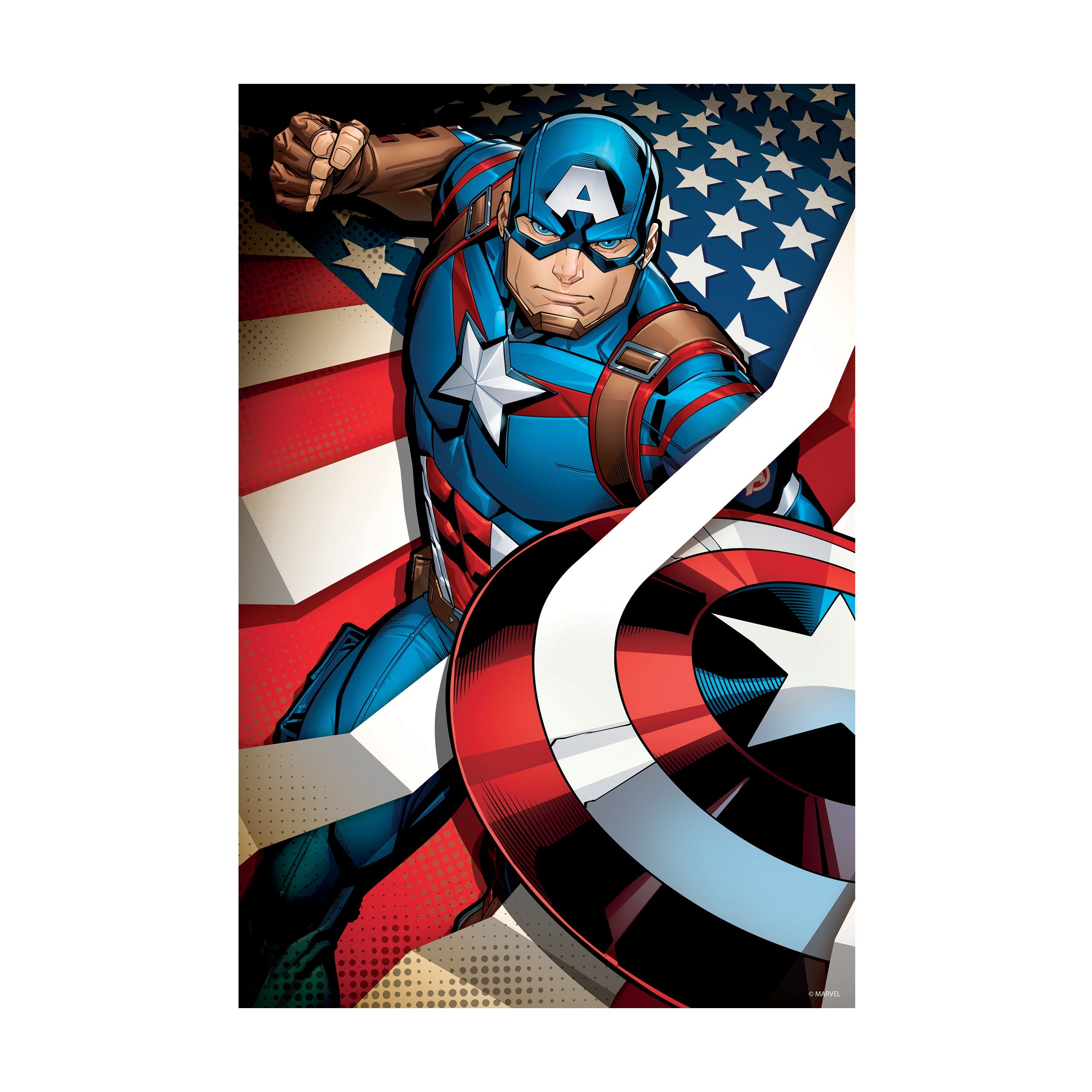  Prime 3D Marvel Avengers - Captain America 3D Lenticular Jigsaw Puzzle in a Collectible Shaped Tin: 300 Pcs - Multi-color - Bonton