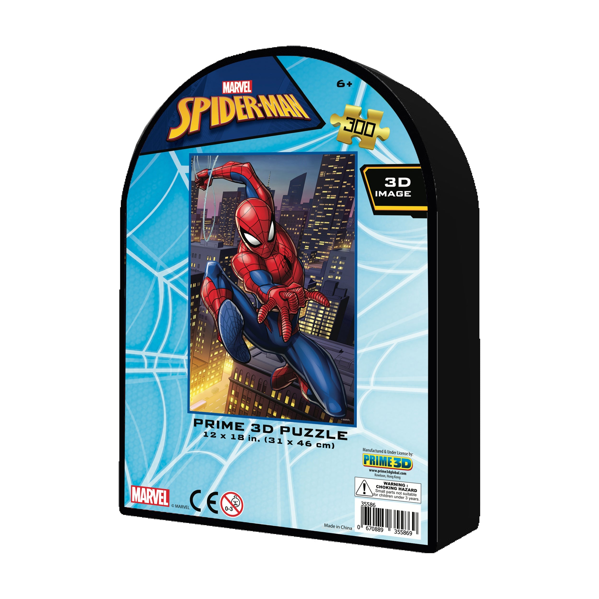  Prime 3D Marvel - Spider-Man 3D Lenticular Jigsaw Puzzle in a Collectible Shaped Tin: 300 Pcs - Multi-color - Bonton