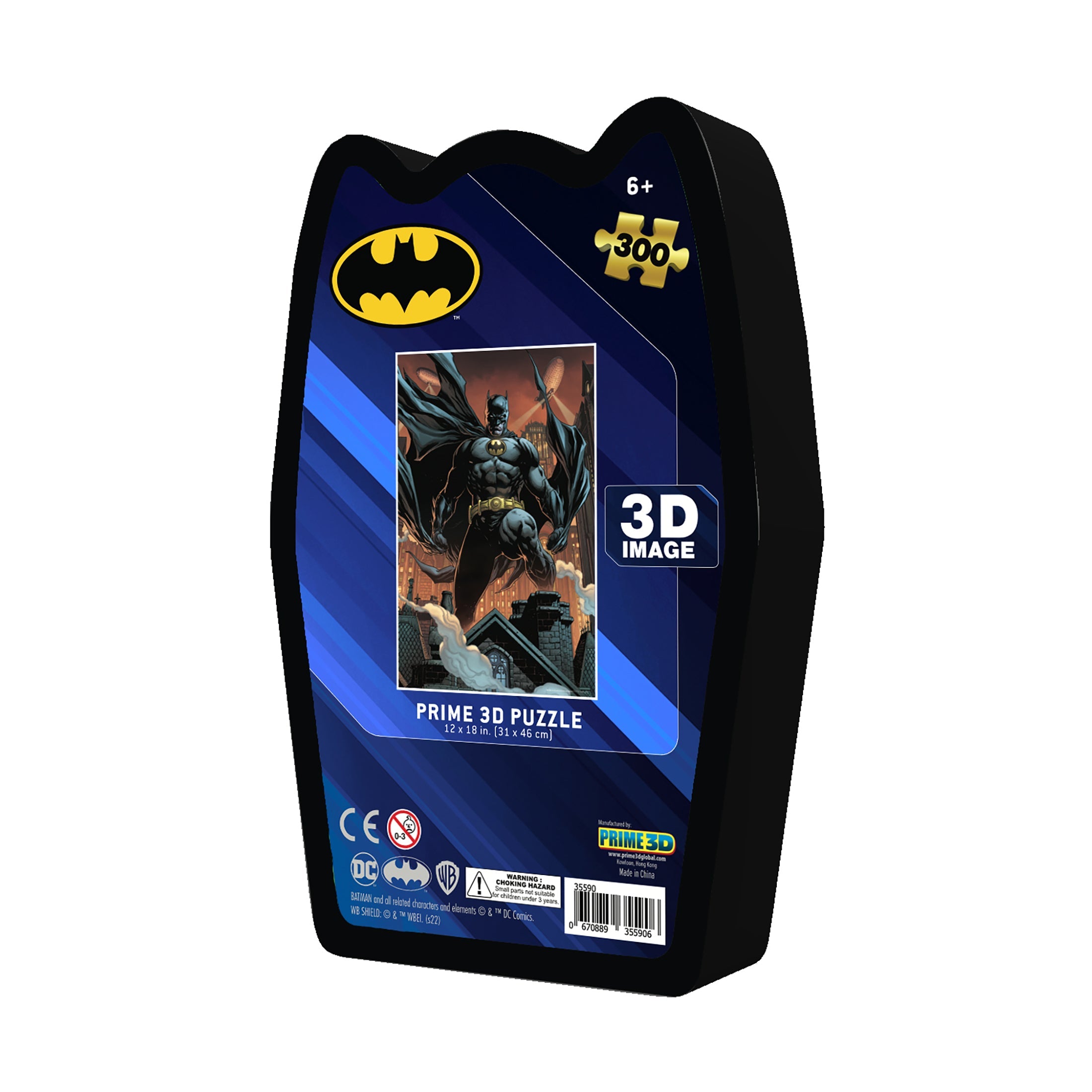  Prime 3D DC Comics - Batman 3D Lenticular Jigsaw Puzzle in a Collectible Shaped Tin: 300 Pcs - Multi-color - Bonton