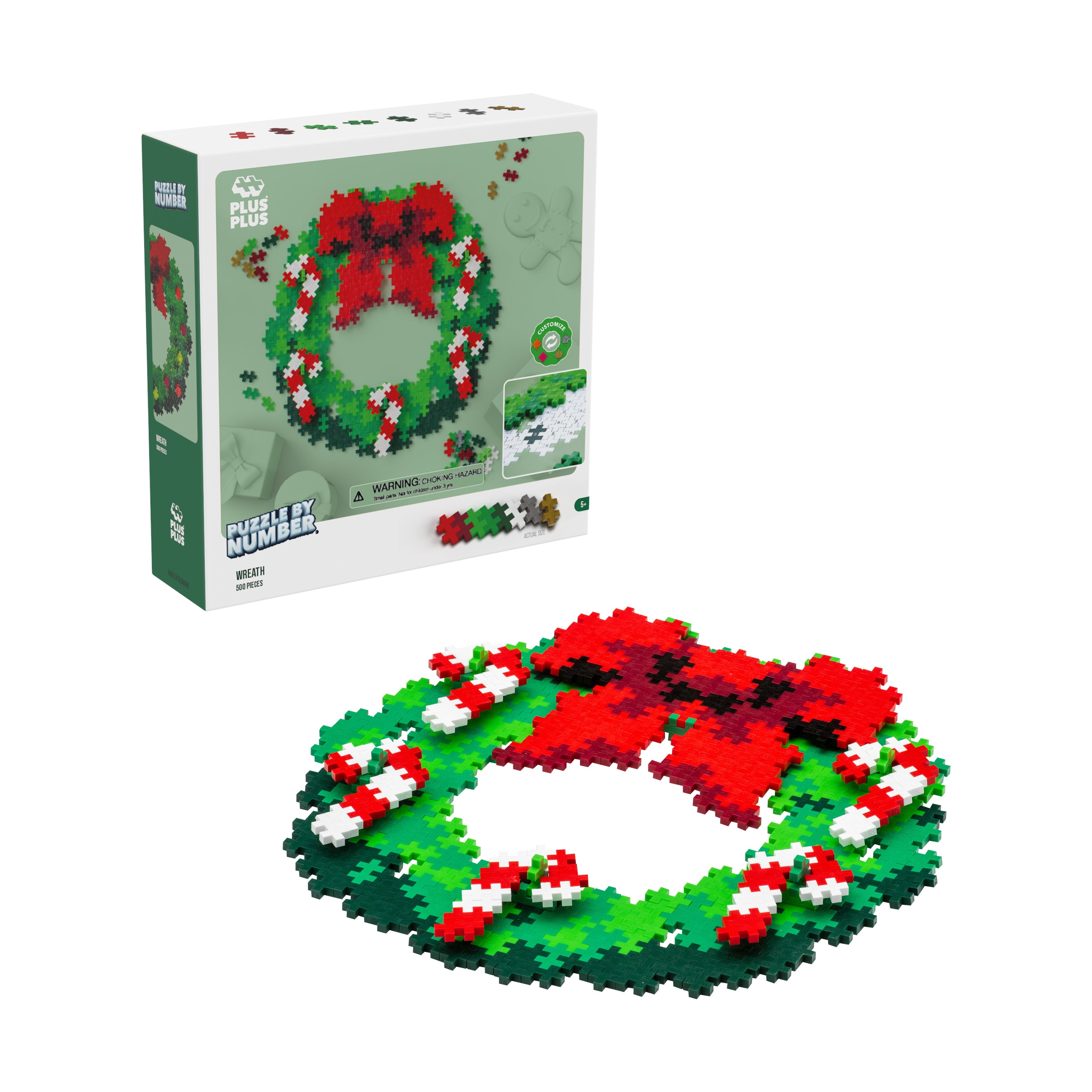  Plus-Plus Puzzle By Number - Wreath: 500 Pcs - Multi-color - Bonton