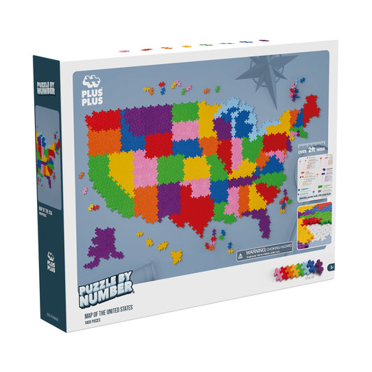 Puzzle-By-Number-Map-of-the-United-States-1400-Pcs-Multi-color-One-Size