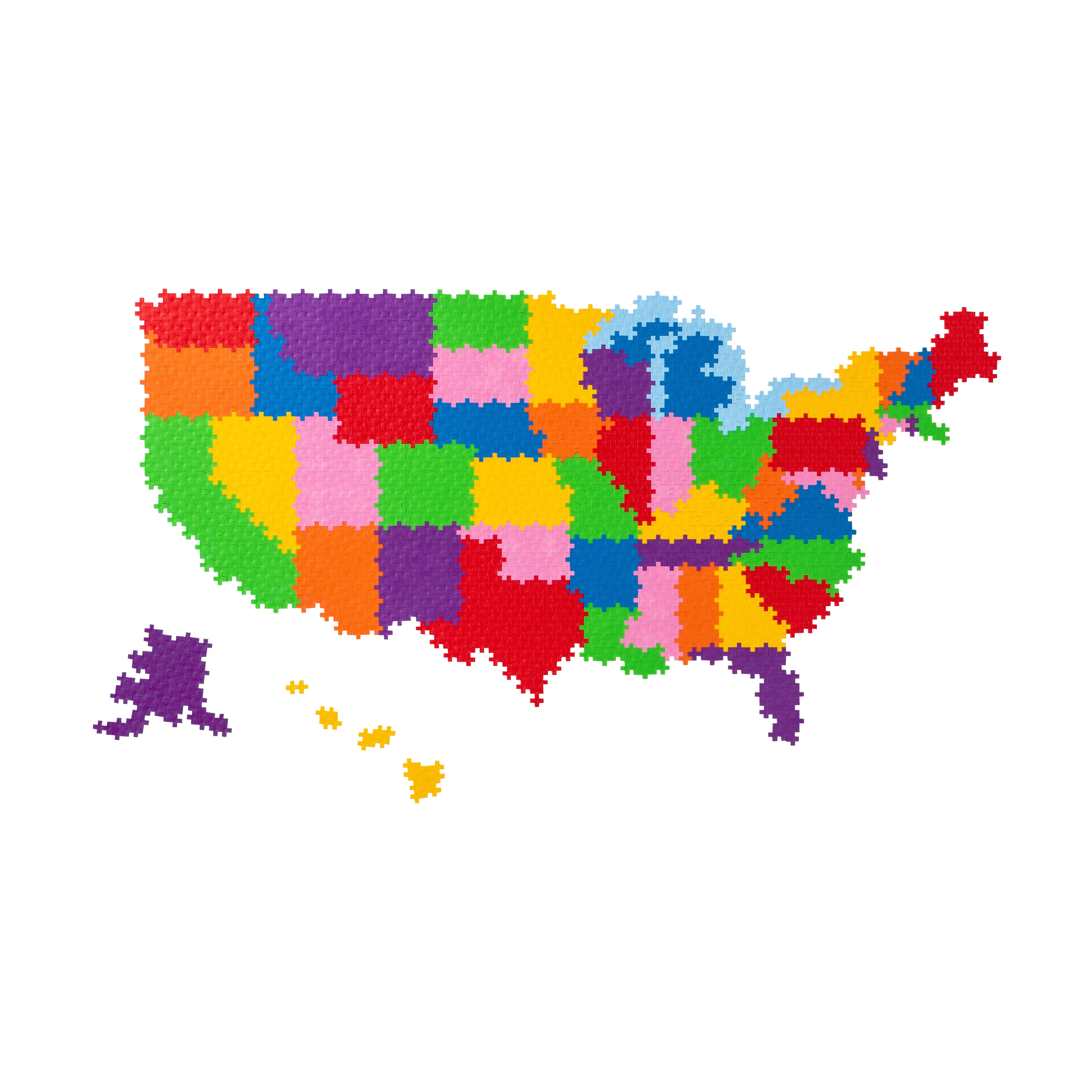  Plus-Plus Puzzle By Number - Map of the United States: 1400 Pcs - Multi-color - Bonton