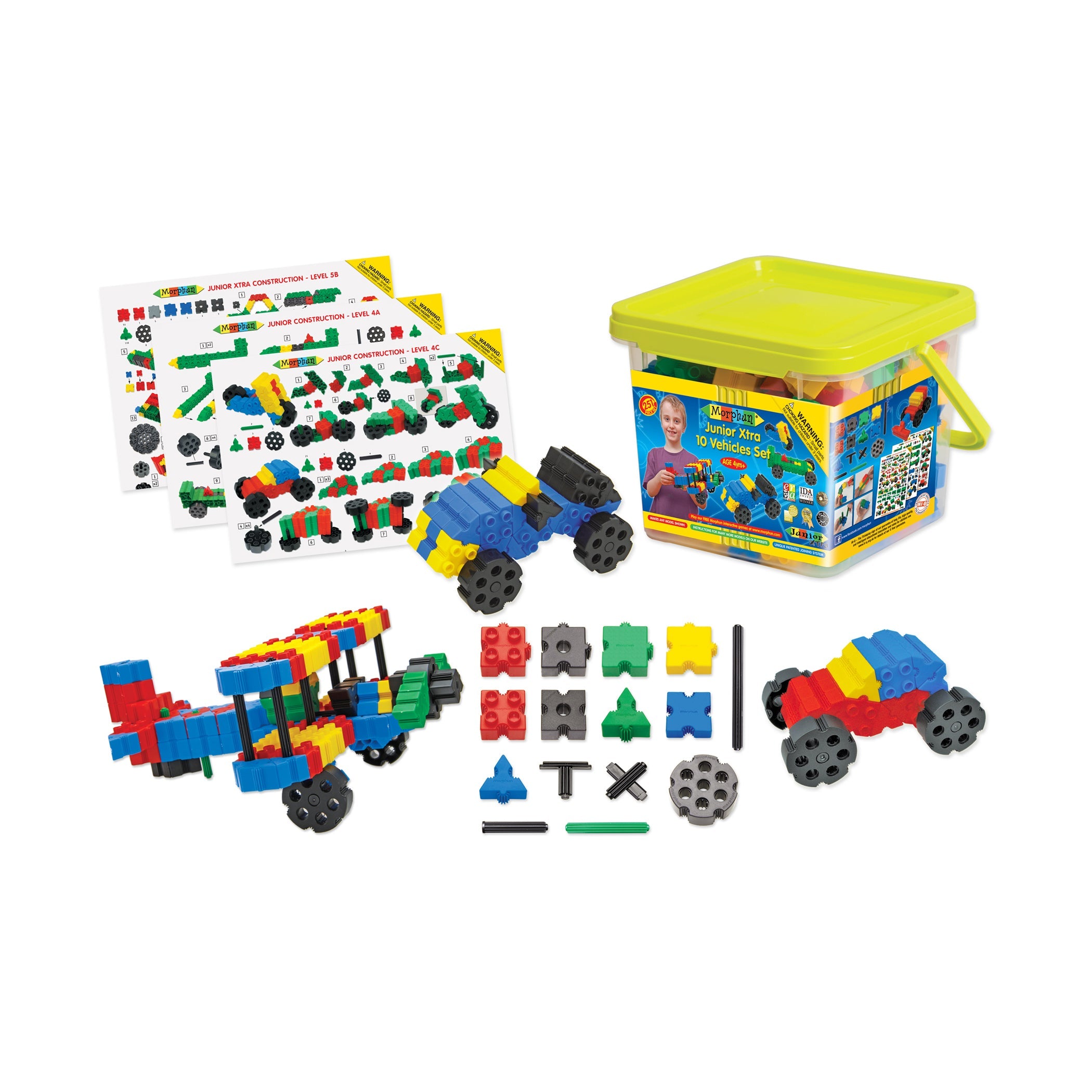  WABA Fun Morphun Junior Xtra 10 Vehicle s Set: 251 Pcs - Multi-color - Bonton