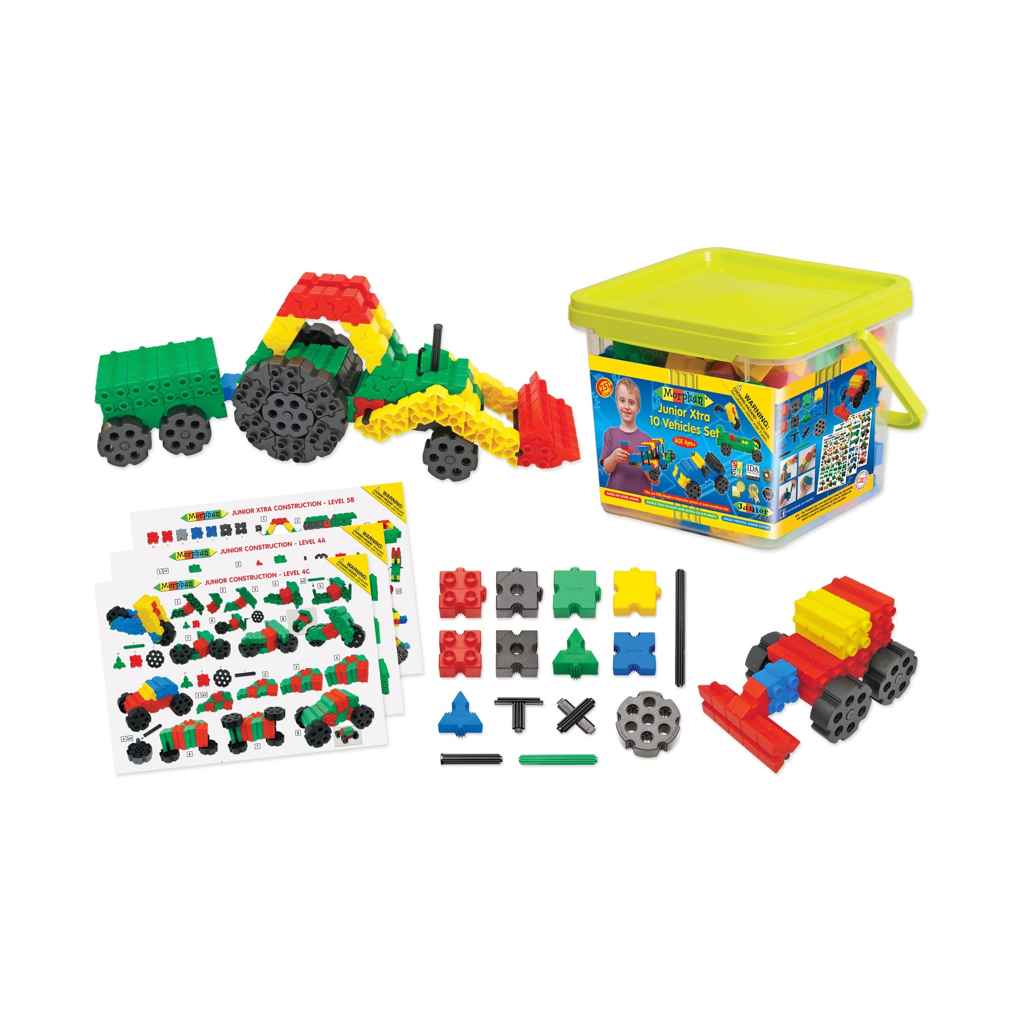  WABA Fun Morphun Junior Xtra 10 Vehicle s Set: 251 Pcs - Multi-color - Bonton