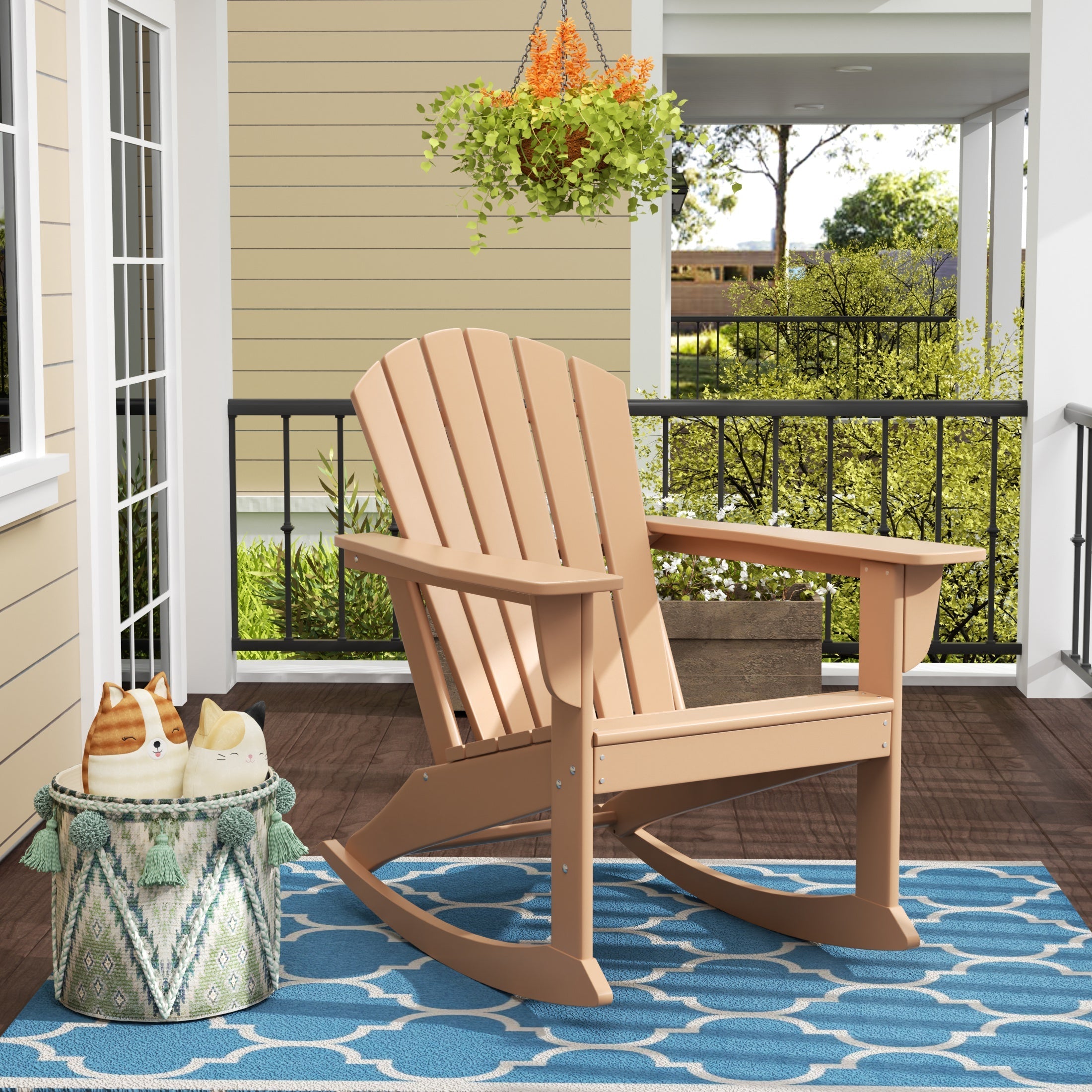  Westin Furniture Altura Outdoor Rocking Adirondack Chair - Weathered Wood - Bonton