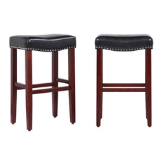 29" Upholstered Saddle Seat Bar Stool, Set of 2