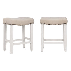 24" Upholstered Saddle Seat Set of 2 Counter Stool