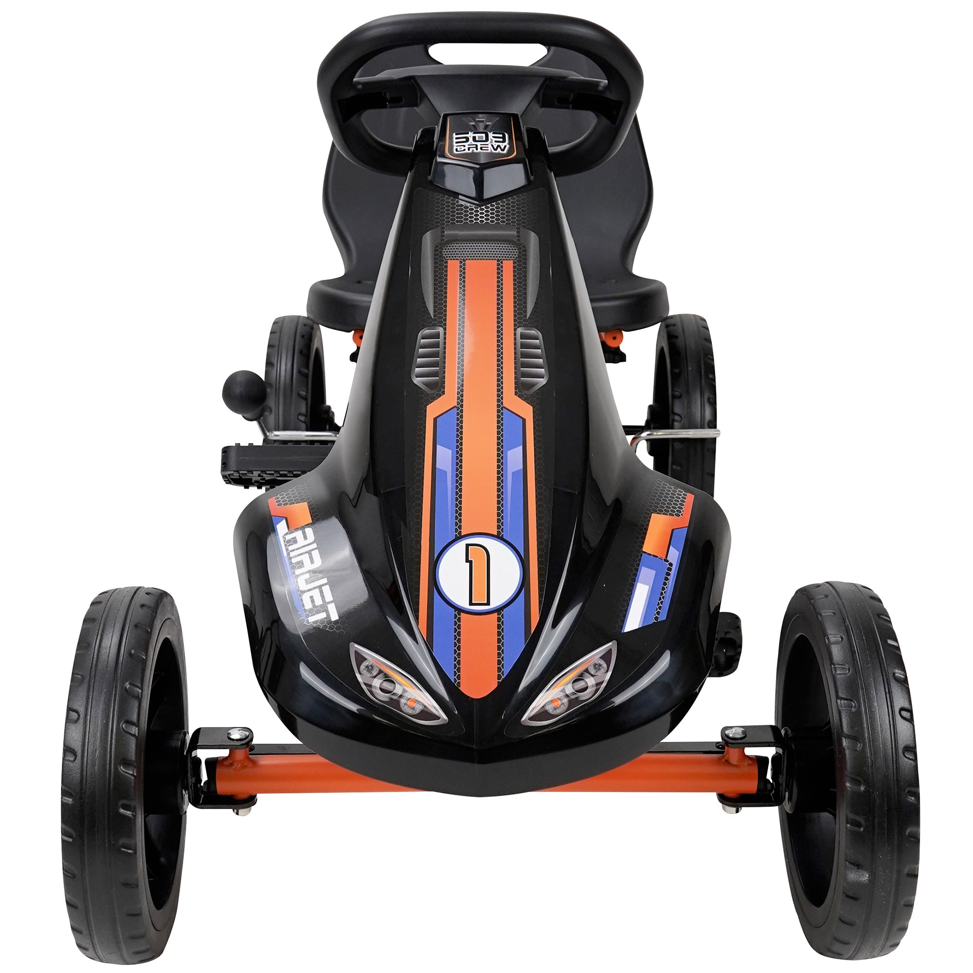  509 Crew Air Jet Pedal Go Kart - Orange - Kids, Sporty Graphics on The Front Fairing, Adjustable Bucket Seat, 4 Spoke Rims w/ 10